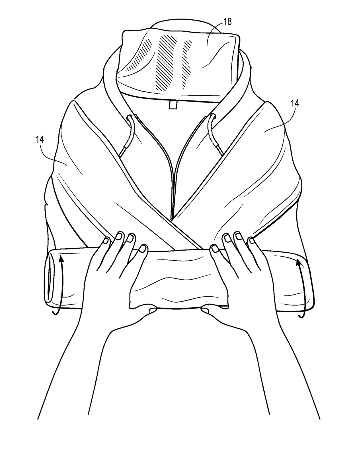 Combination Sweatshirt and Travel Pillow