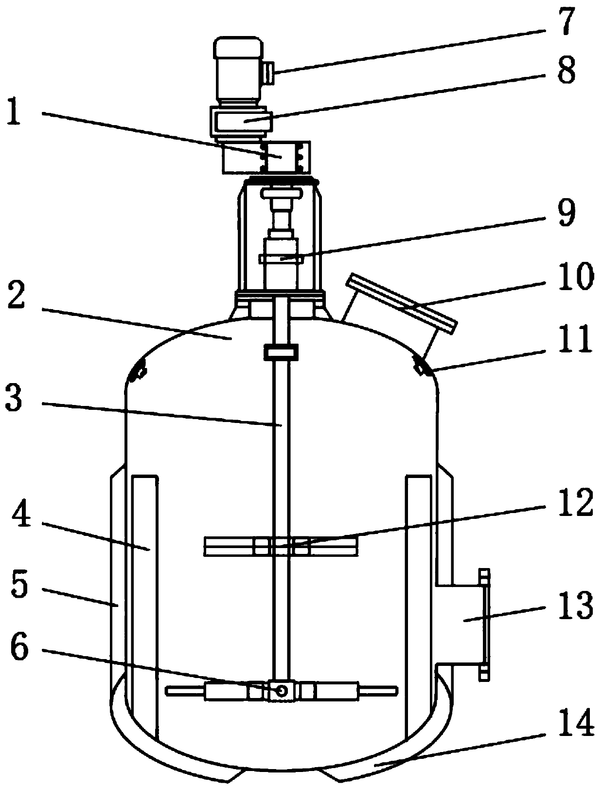 Stirring equipment for glass formula raw materials