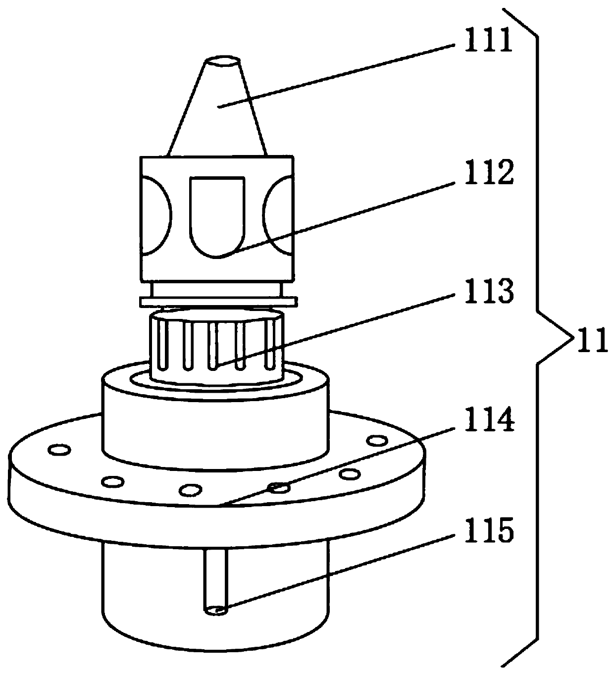 Stirring equipment for glass formula raw materials