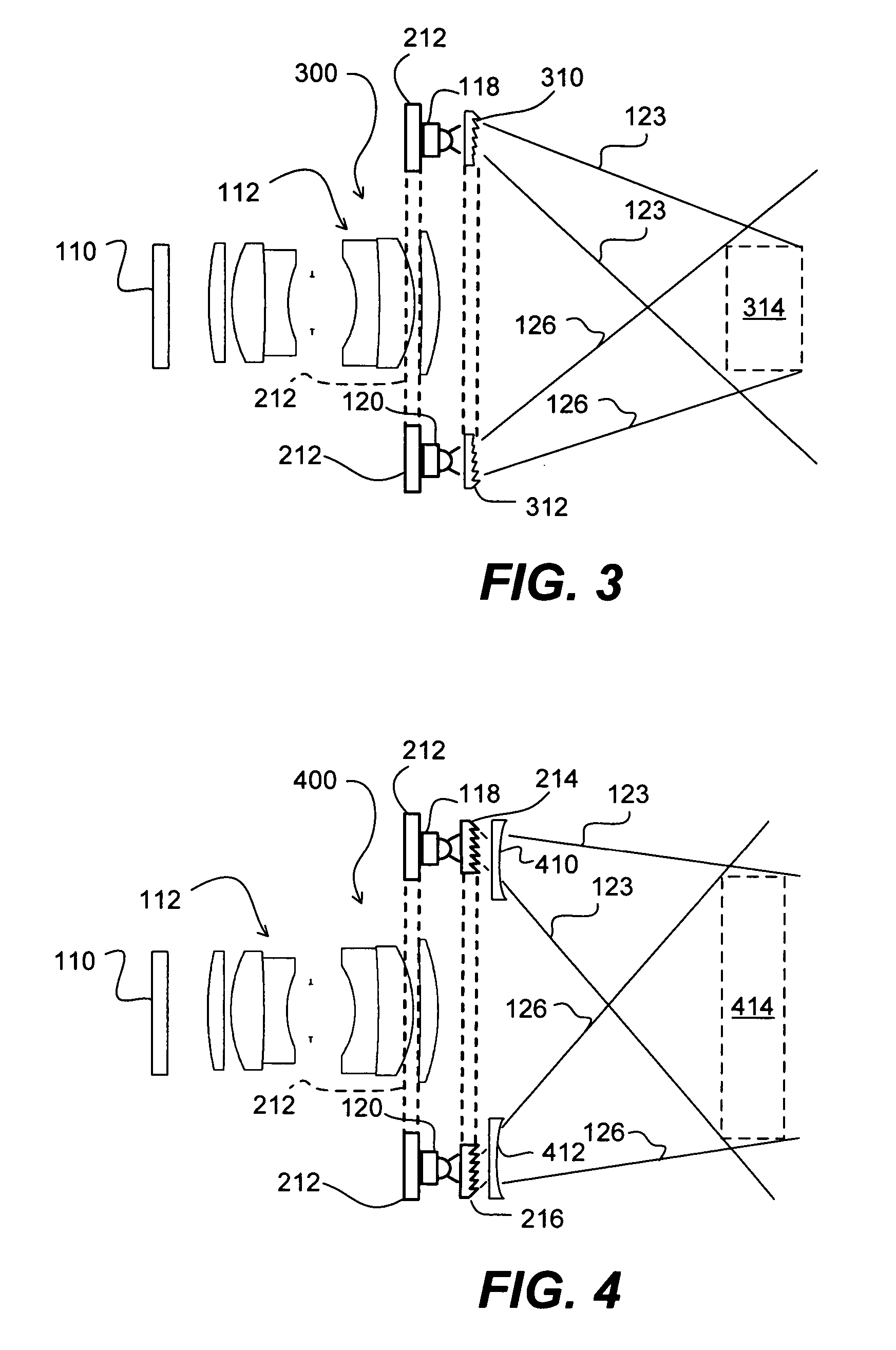 Achieving convergent light rays emitted by planar array of light sources