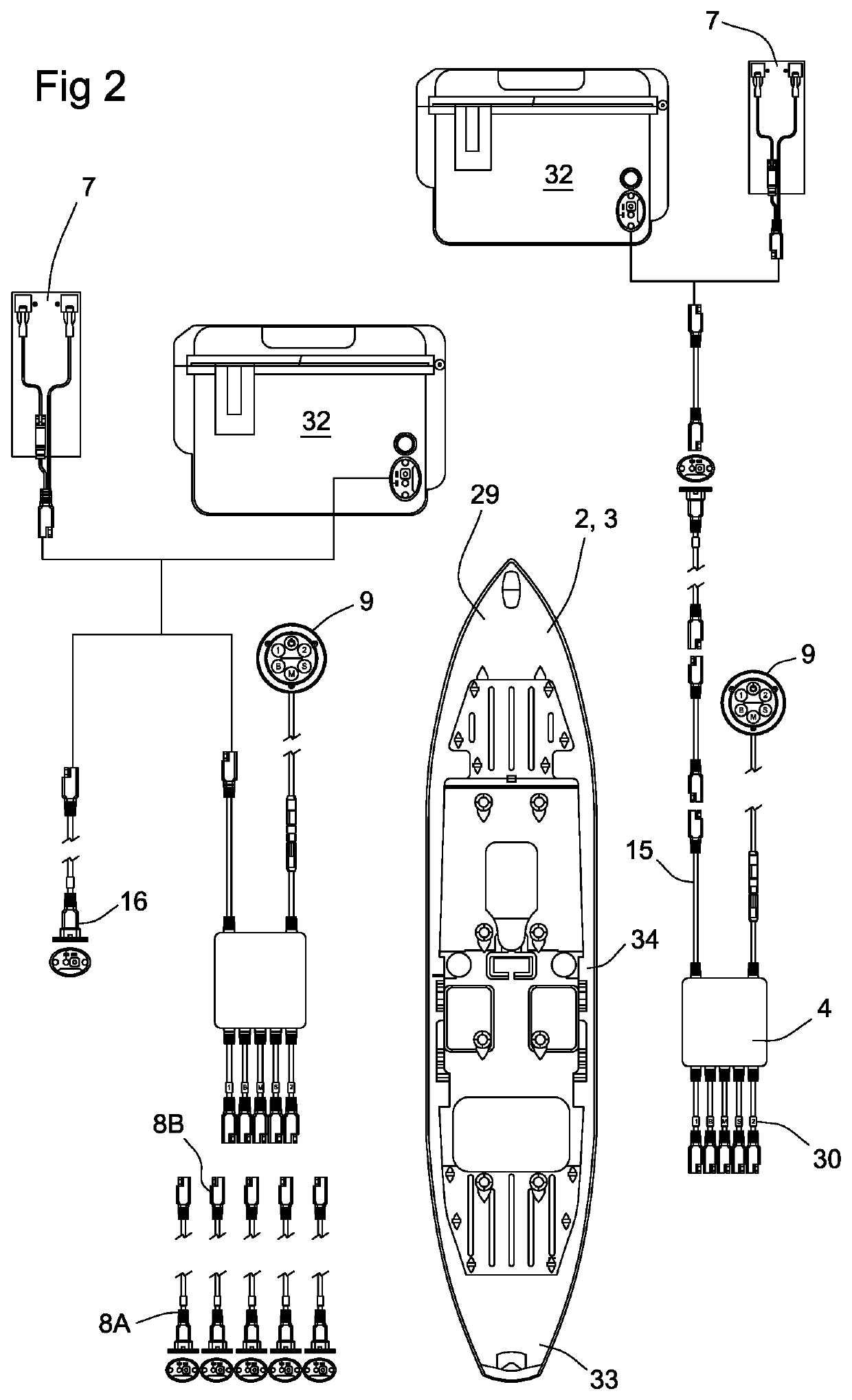 Electrical distribution system for personal water craft