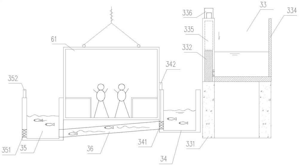 Fish passing system with tourism viewing function and fish passing method