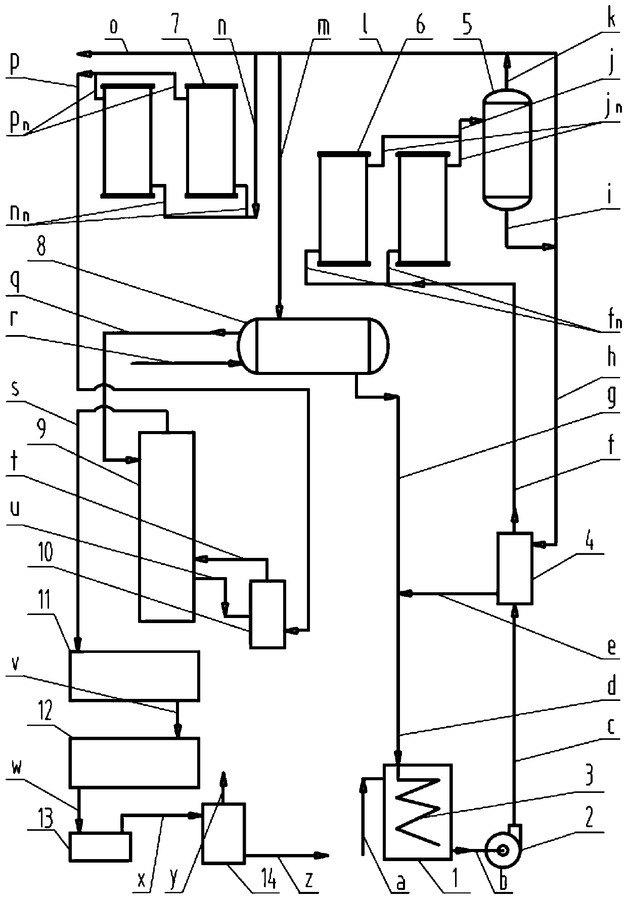 Device for heating rich oil, distilling and producing crude benzene by using waste heat of raw coke oven gas under negative pressure