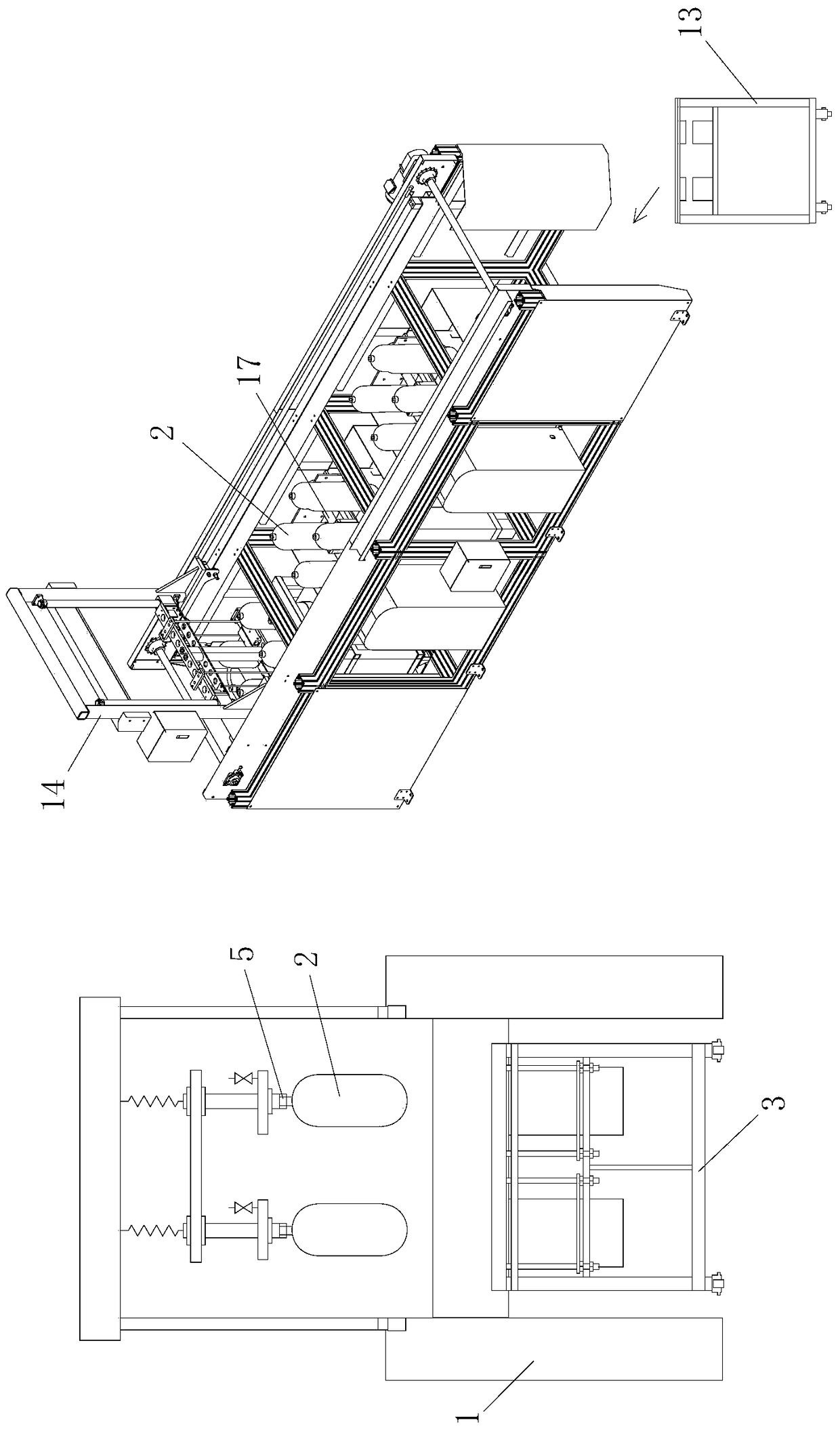 Carbon fiber gas cylinder hydrostatic test device and hydrostatic test method