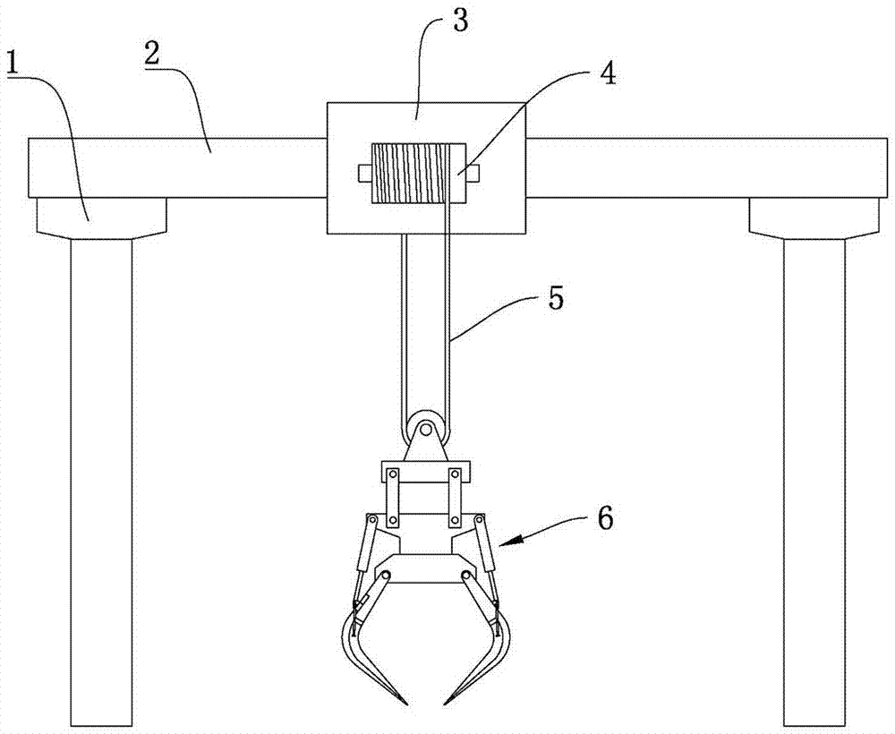 Garbage grab bucket crane