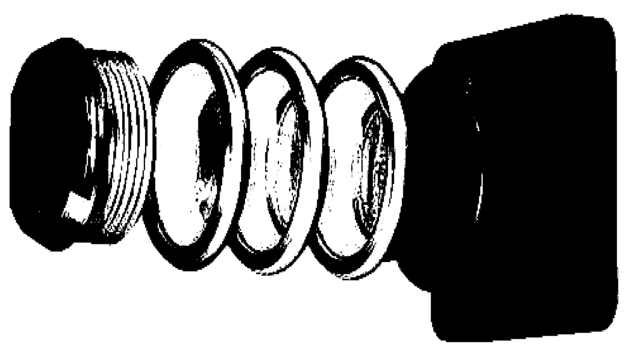 Focusing lamp lens set and corresponding lighting system