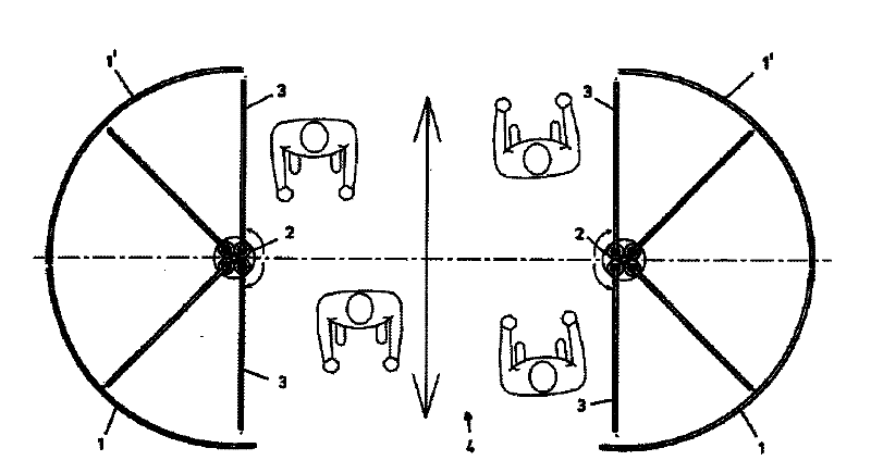 Twin revolving door with wide passage