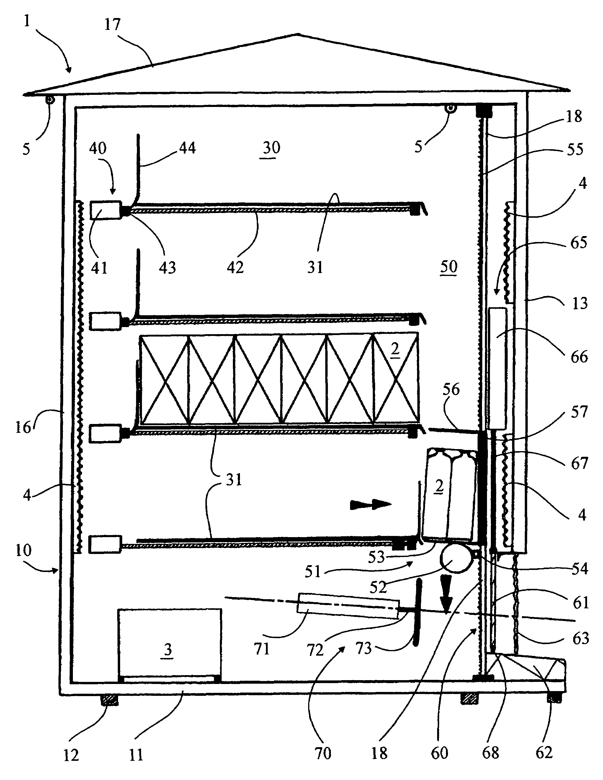 Automatic dispensing machine for voluminous and/or heavy products and/or products sold in packs