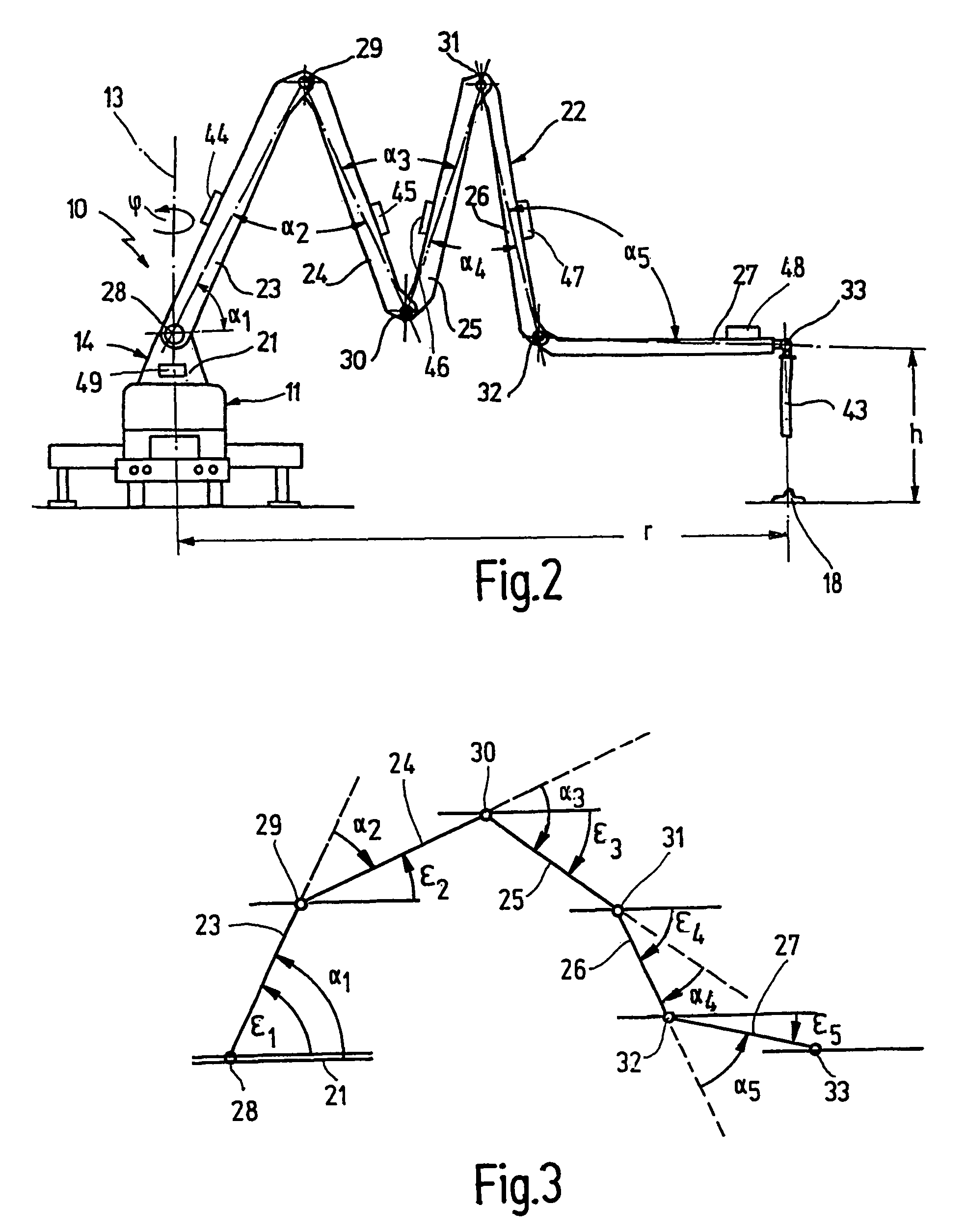 Device for actuating an articulated mast