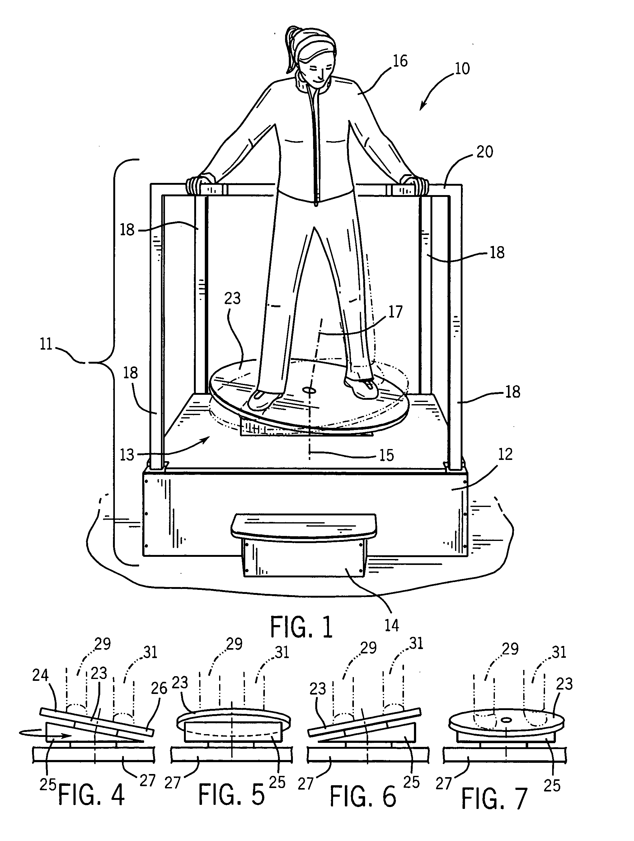 Exercise device having a movable platform