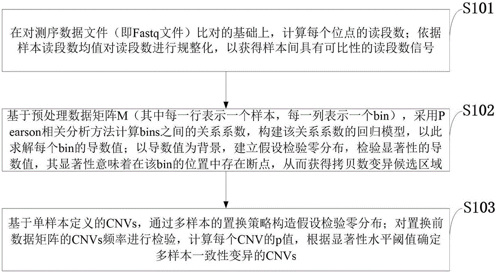 Statistical testing method of copy number consistency variation region in multiple samples