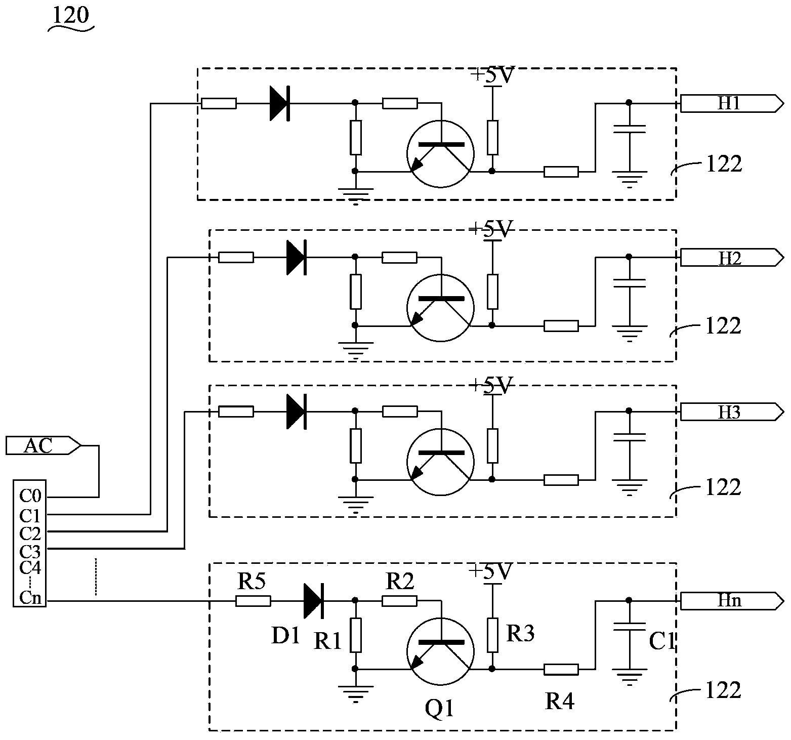 Liquid level detecting circuit, controller and water heater