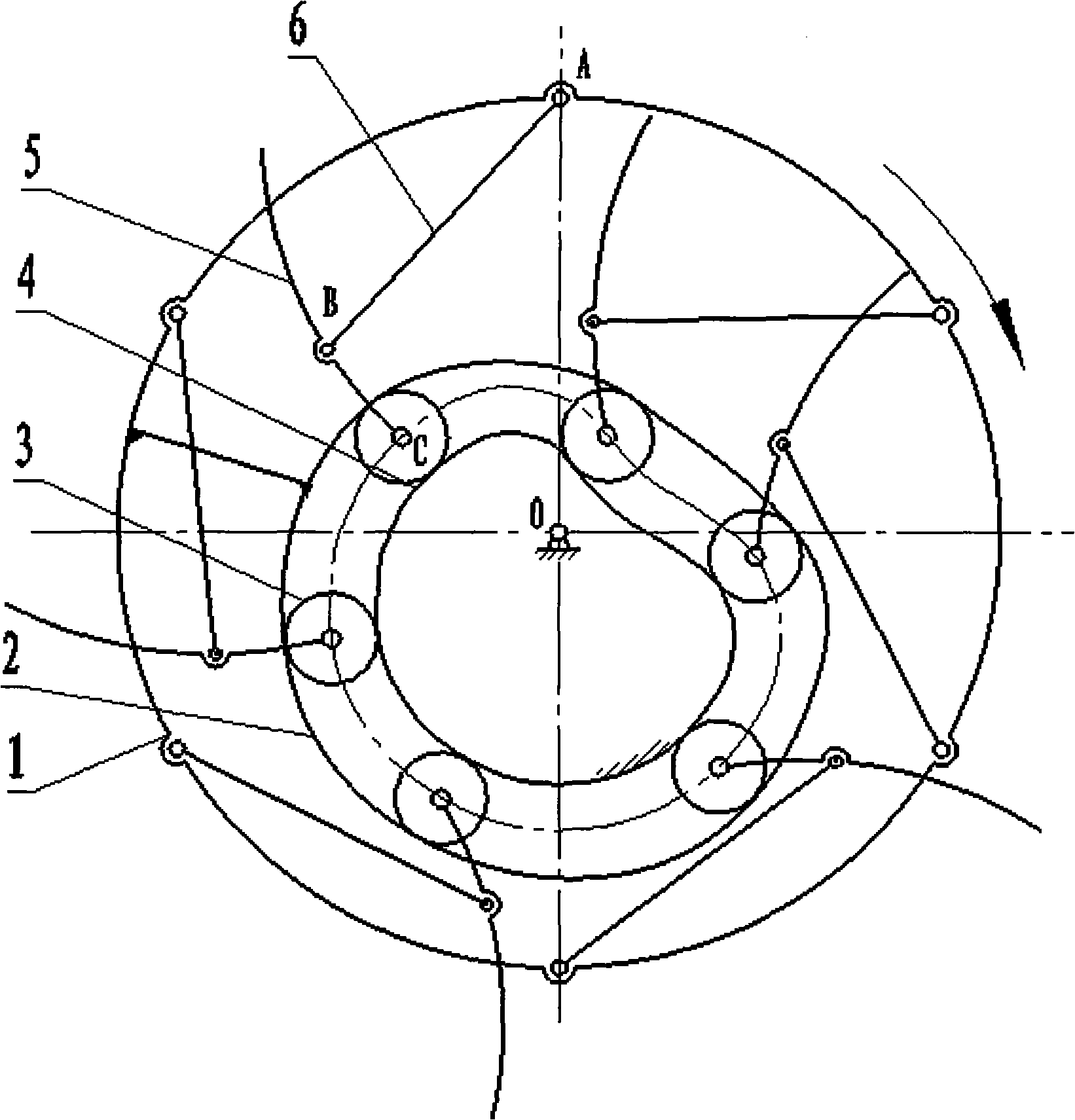 Telescopic dental formula residual film gathering method and mechanism of non-circular gear planets