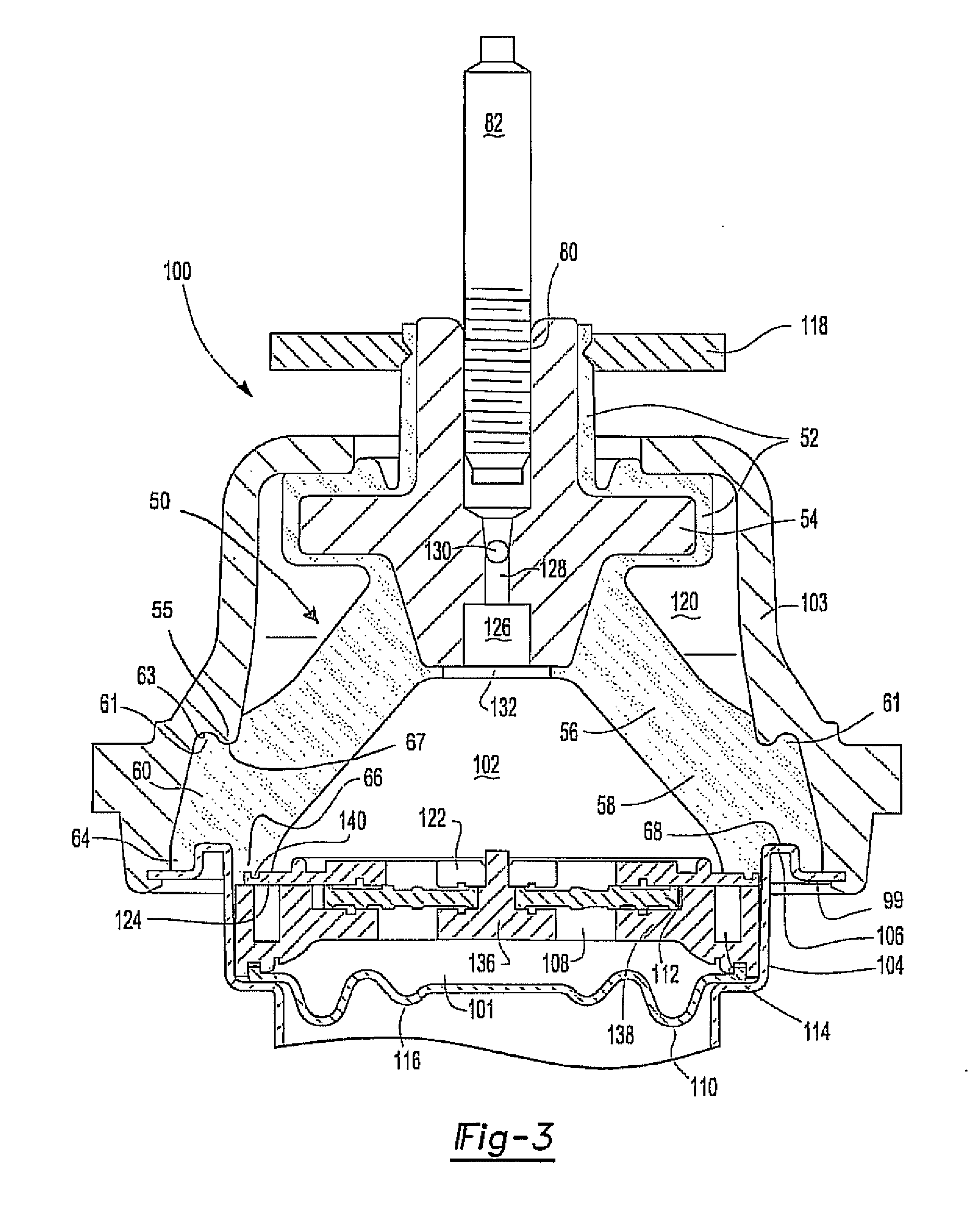 Main rubber element for hydraulic engine mounts