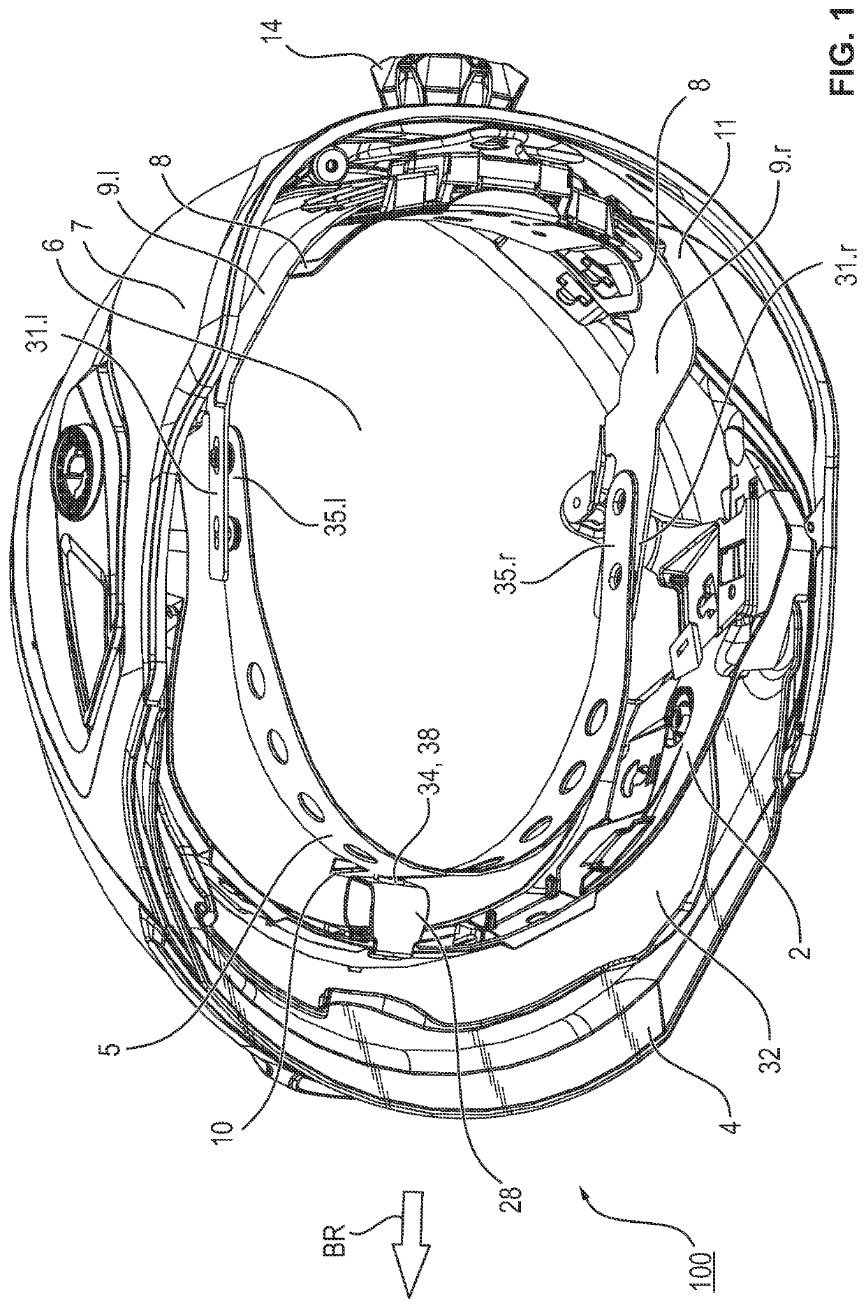 Safety helmet with a sheathed bearing element, process for removing the sheathing from the safety helmet and process for manufacturing such a safety helmet