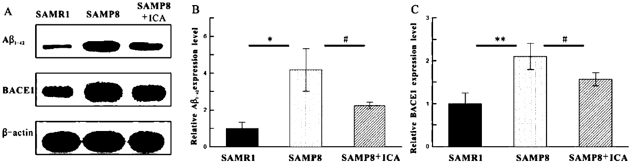 Application of icariin in preparation of medicine for preventing and treating Alzheimer's disease