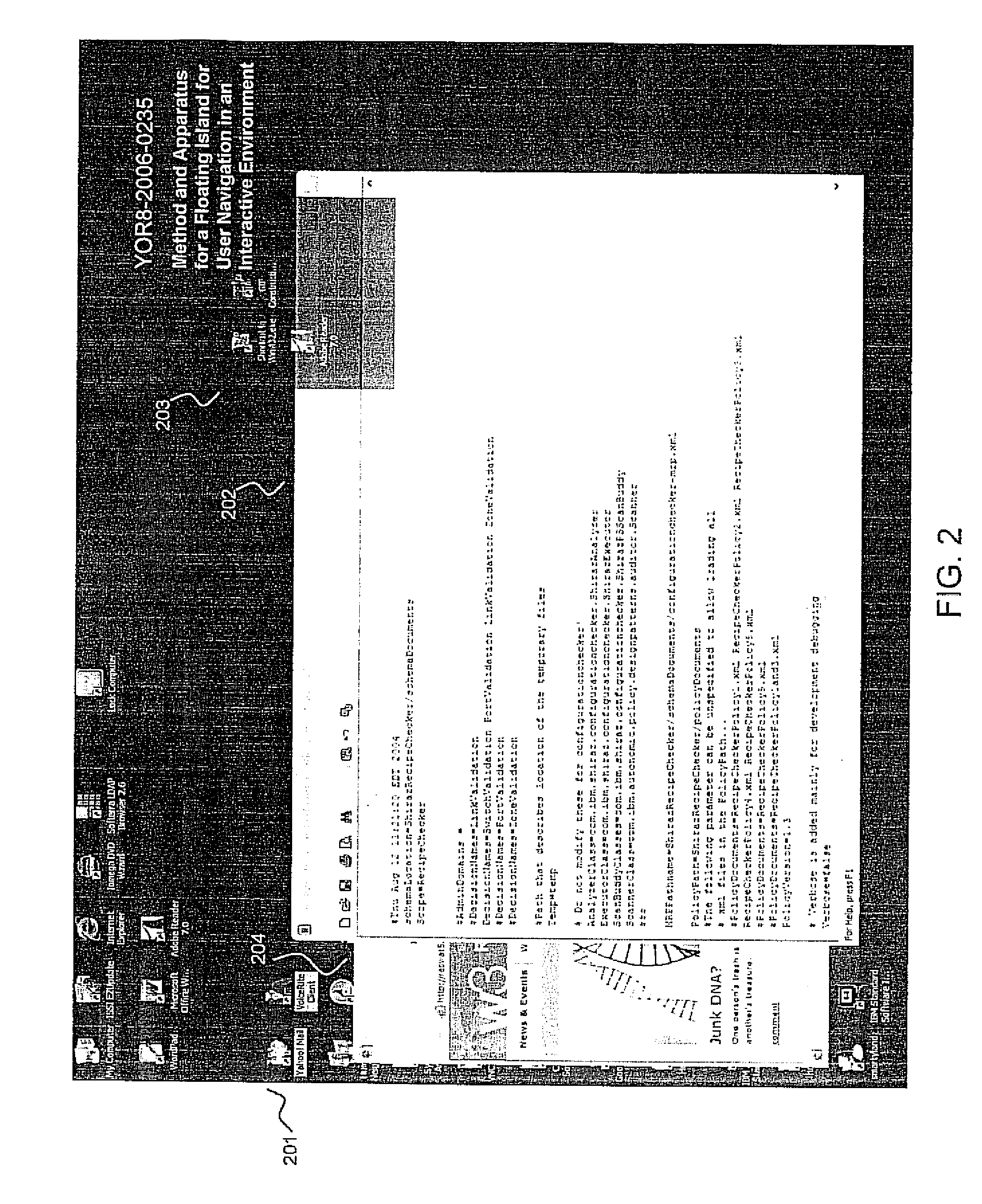 Method and apparatus for a floating island for user navigation in an interactive environment