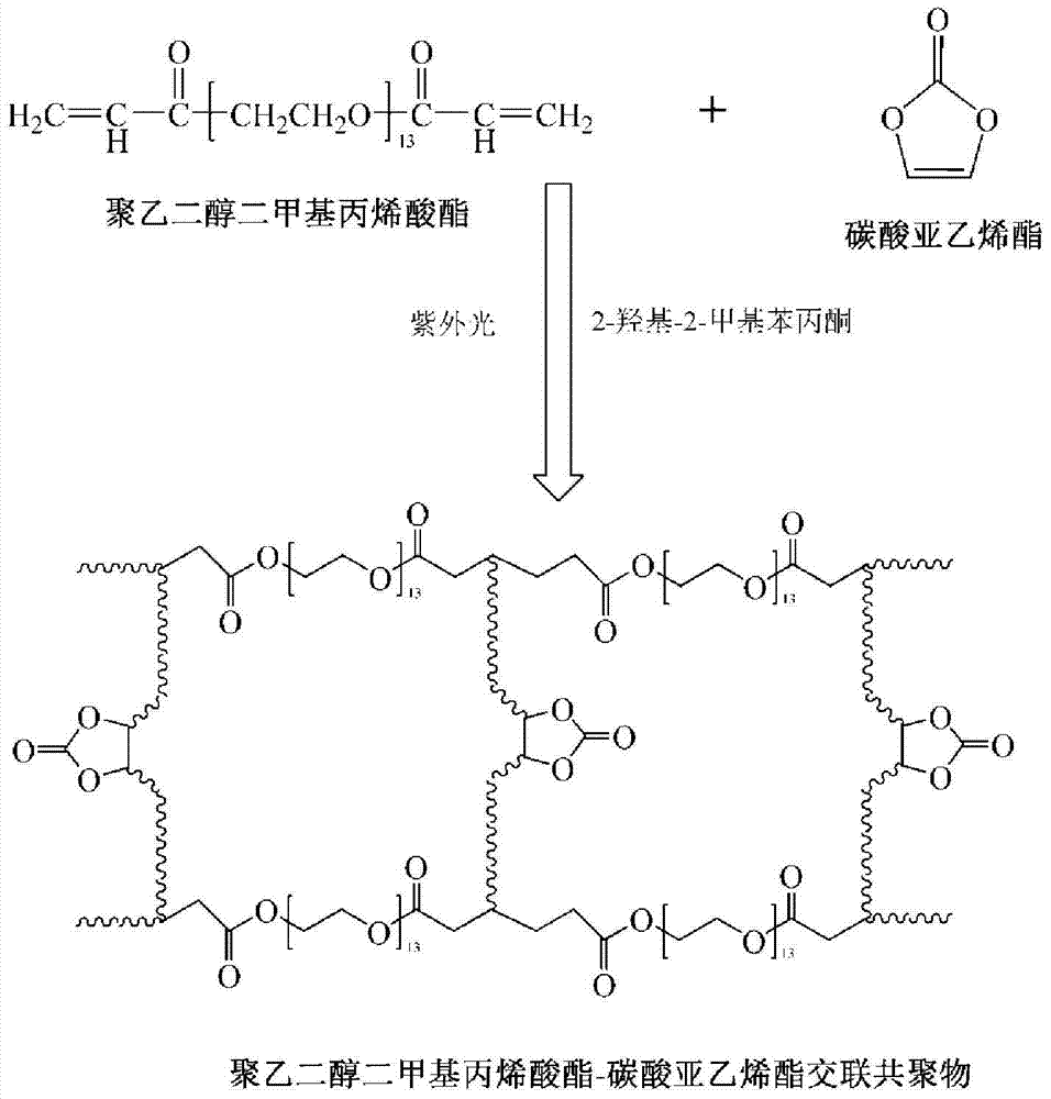 Preparation method of semi-interpenetrating network polymer gel electrolyte membrane