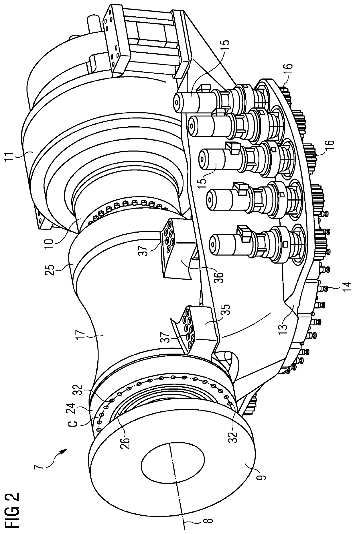 Bearing arrangement for a wind turbine, wind turbine and method for manufacturing a wind turbine