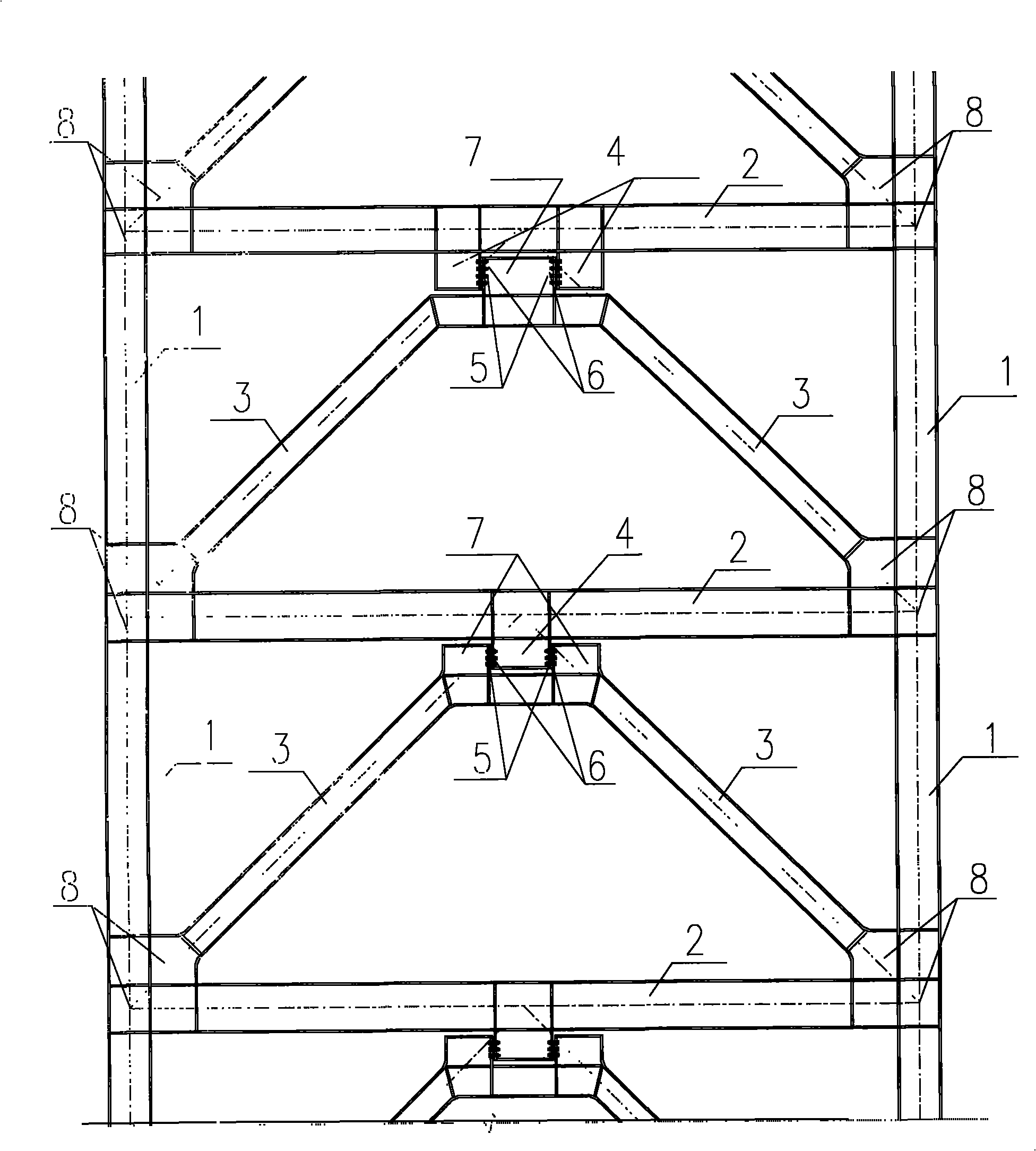 Bearing force-free anti-knock steel support system