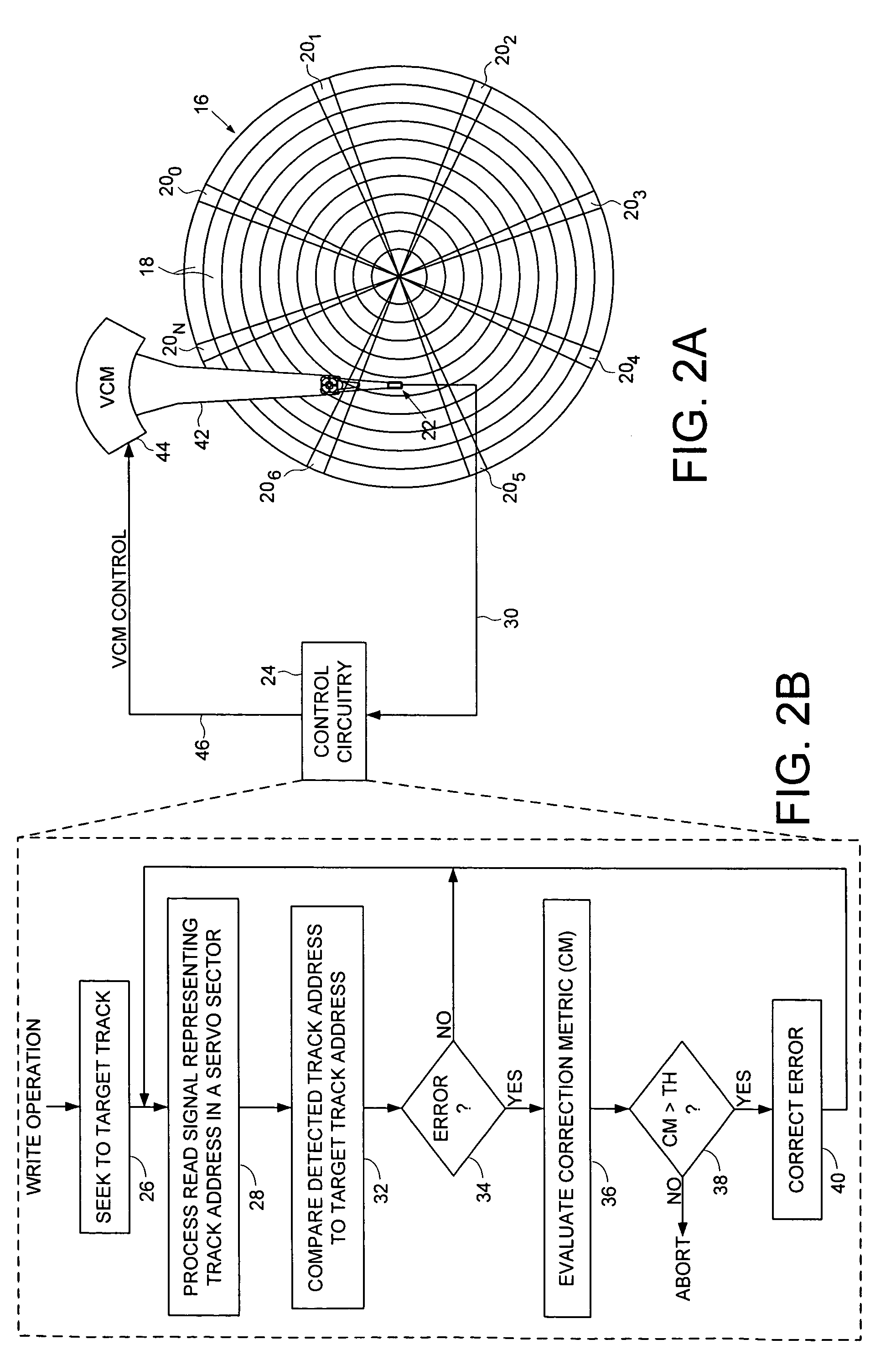 Disk drive correcting track address during a write operation
