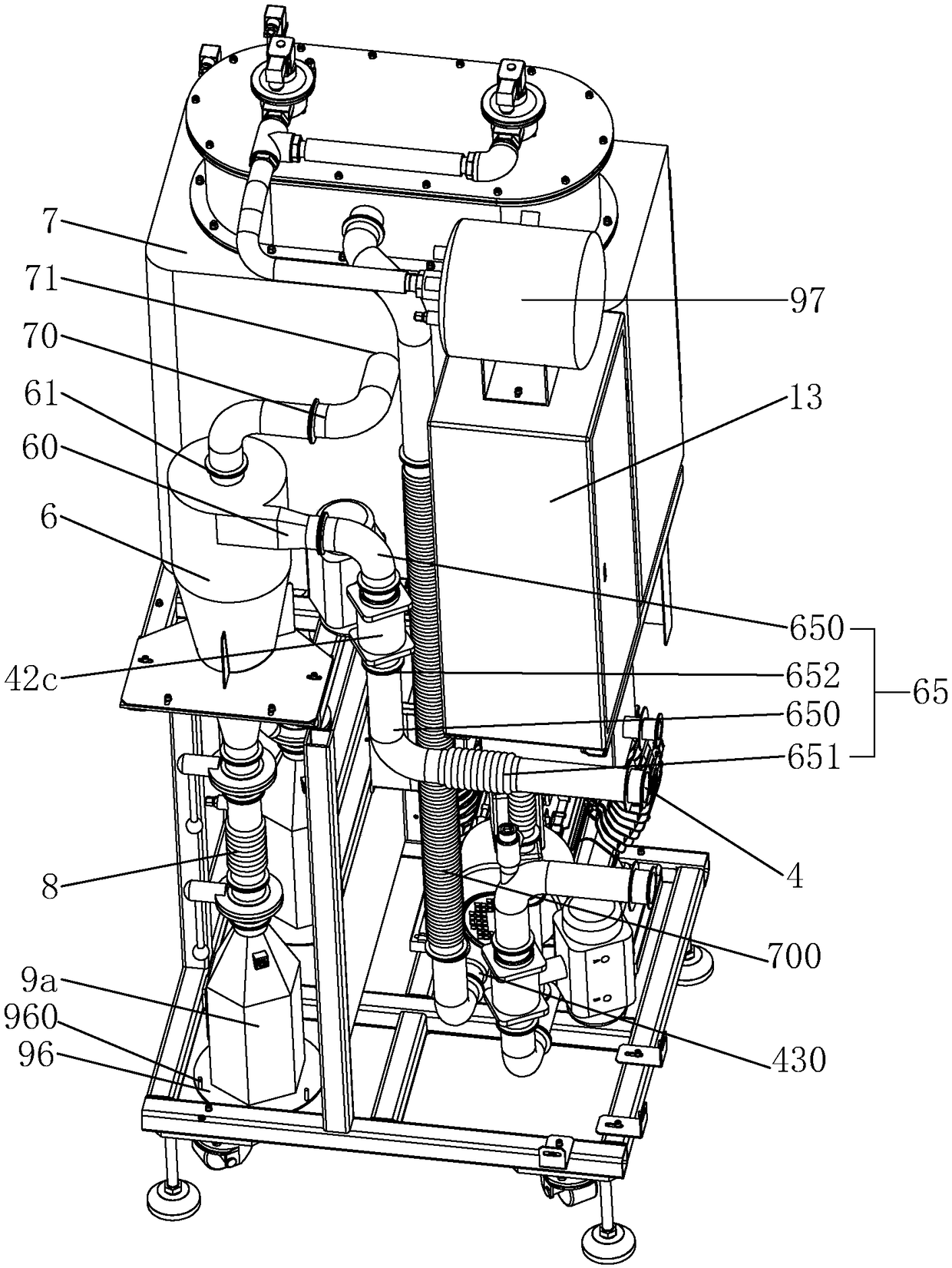 Active back-blowing cleaning equipment for selective laser melting manufacturing