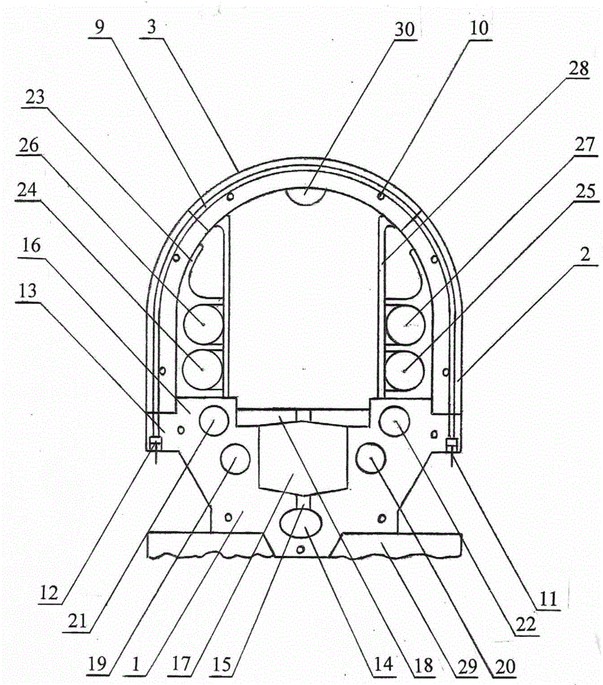 Multifunctional arched combined prestress underground pipe gallery for cisty and preparation process thereof