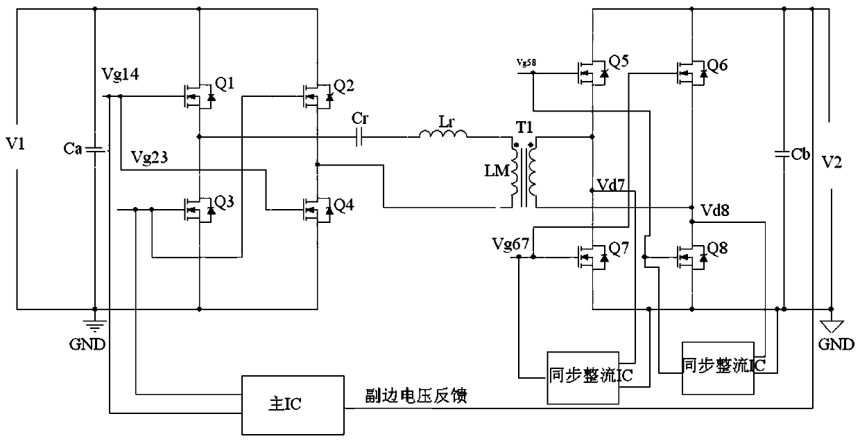 A converter circuit with bidirectional synchronous rectification and dead-time self-regulation