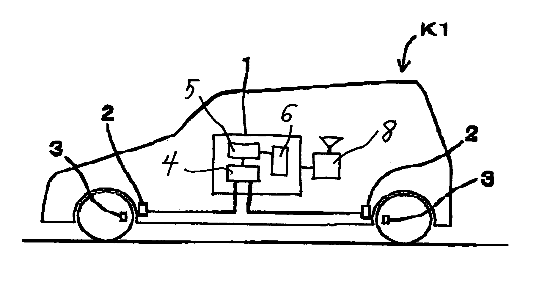 Detector for sunken condition of vehicle