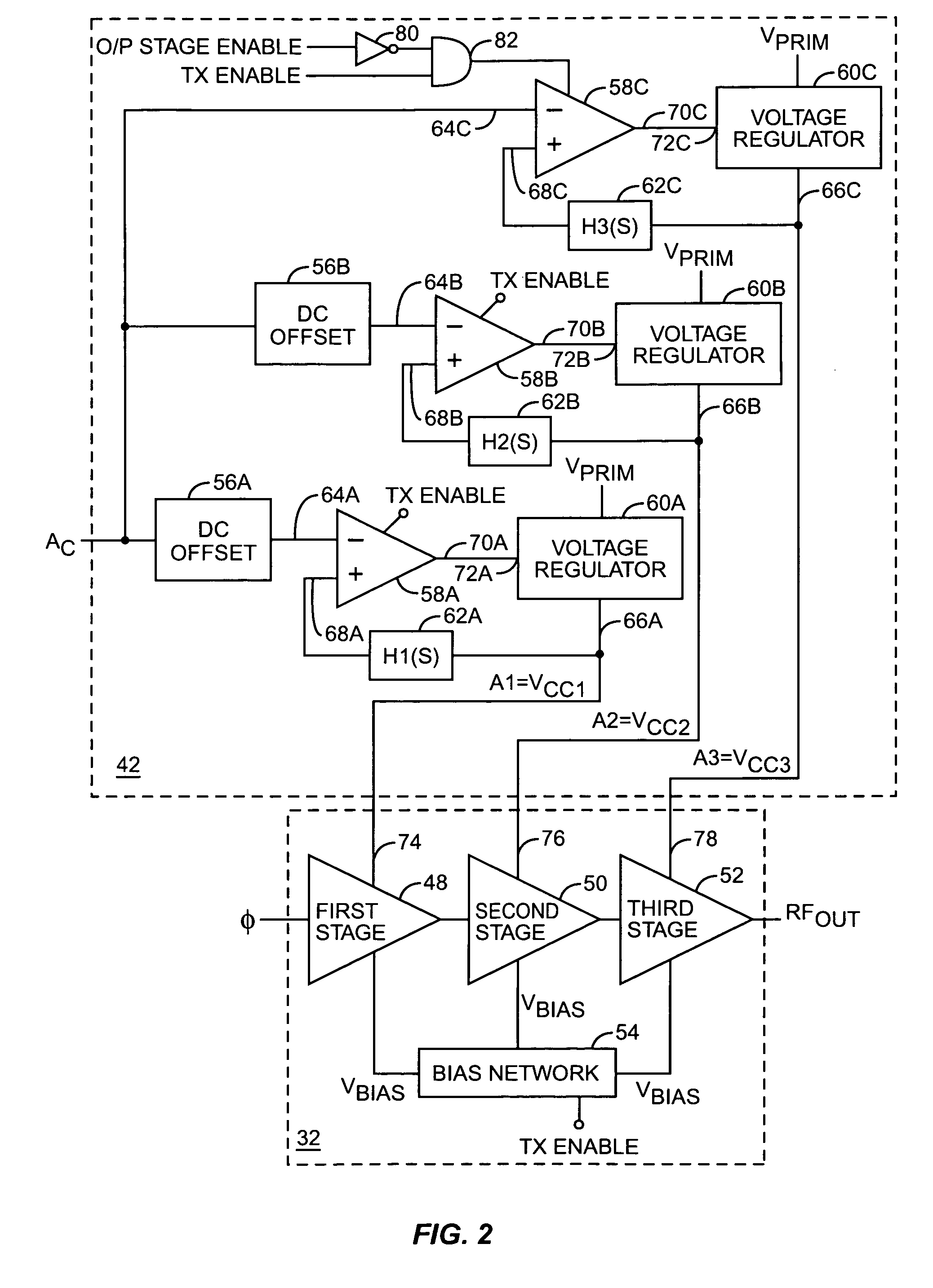 Tailored collector voltage to minimize variation in AM to PM distortion in a power amplifier