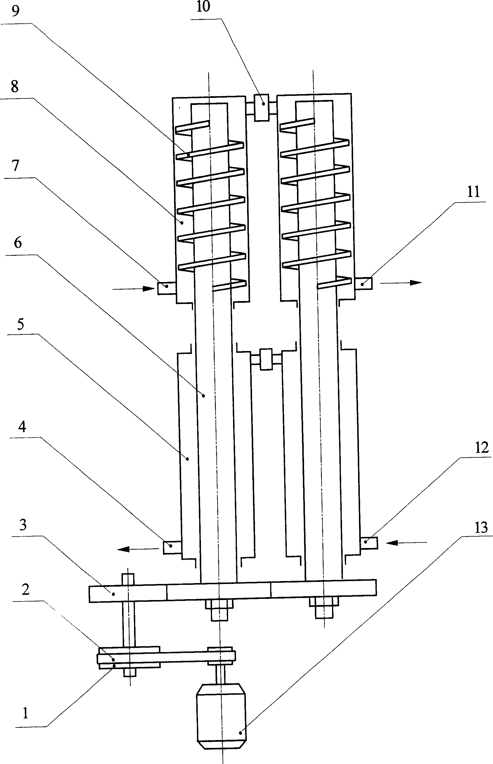 Helical propelling rotation heat pipe heat exchager