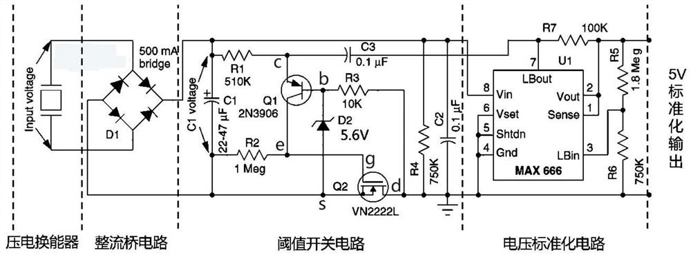 A power supply device based on piezoelectric energy conversion