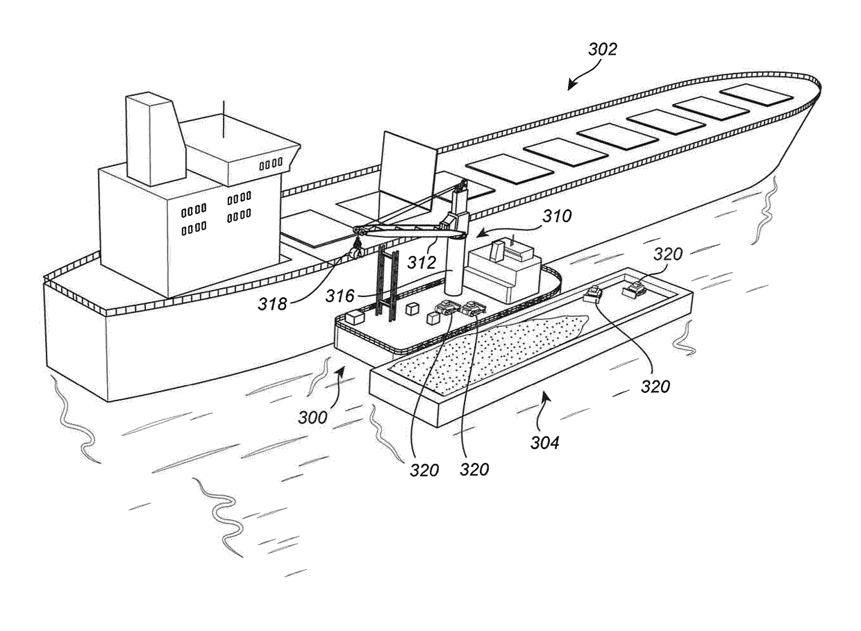 Vessel comprising cargo transloading system