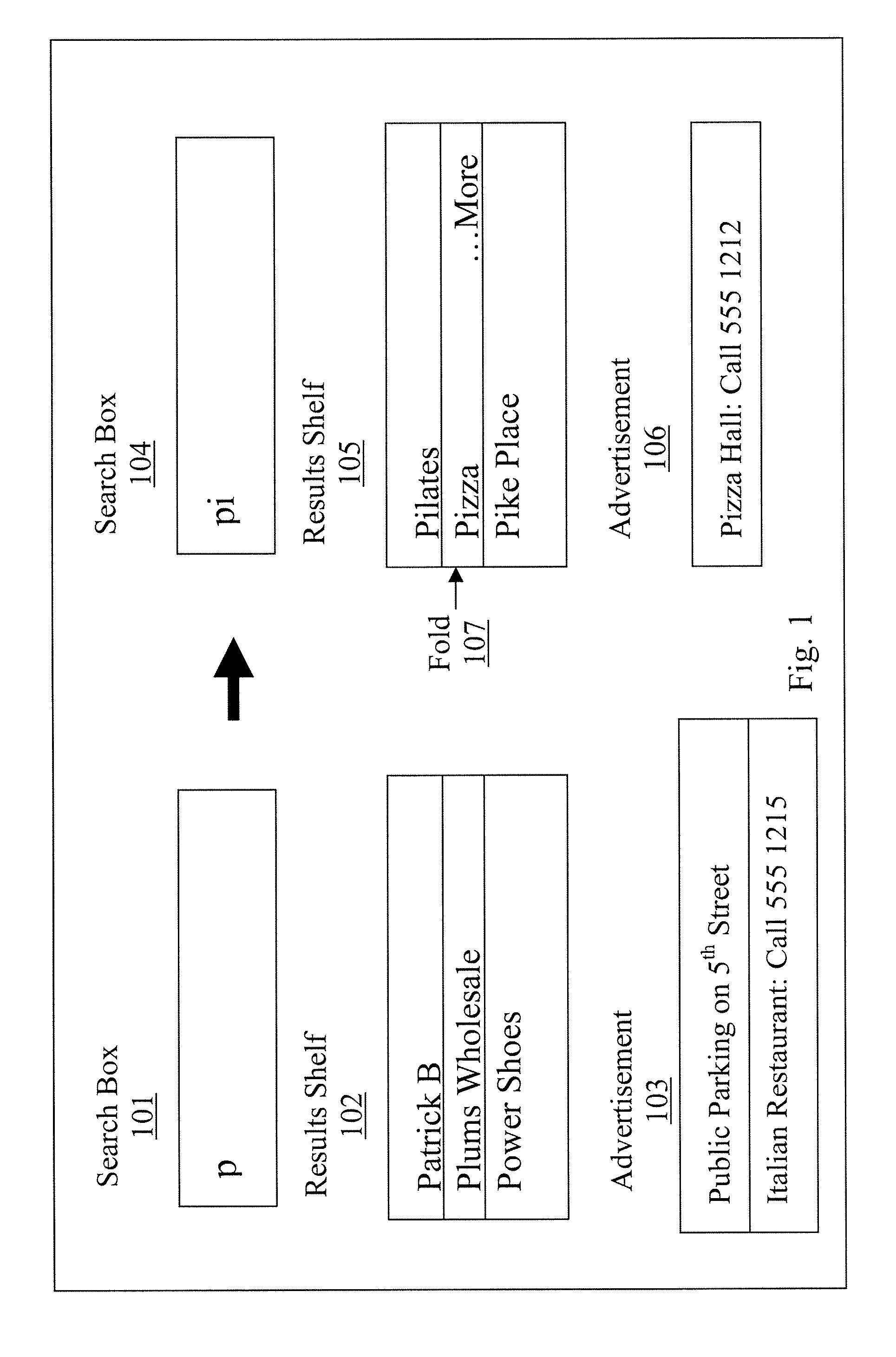 User interface method and system for incrementally searching and selecting content items and for presenting advertising in response to search activities