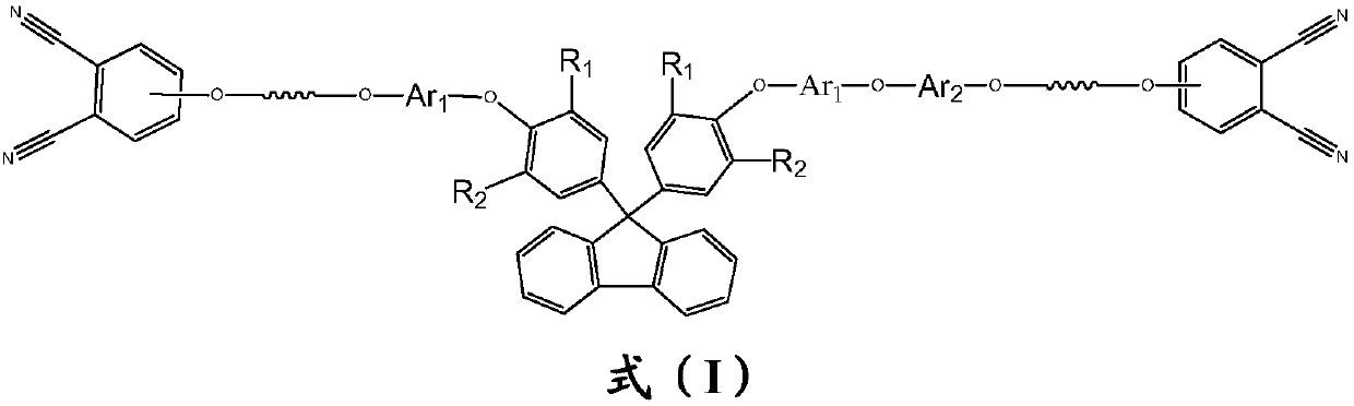 Phthalonitrile-terminated fluorine structure-containing poly(arylene ether nitrile) oligomer, phthalonitrile-terminated fluorine structure-containing poly(arylene ether nitrile)condensate, and preparation method of oligomer