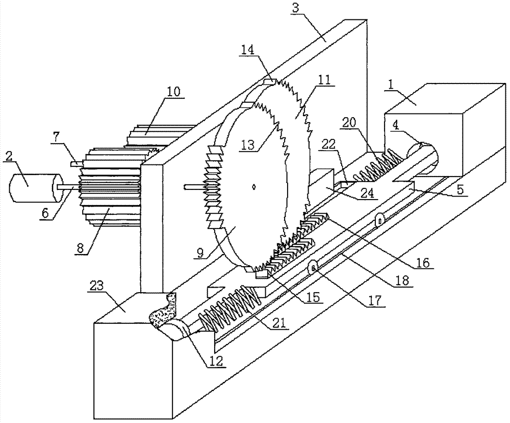 Push rod three-oscillating-teeth efficient lubrication transmission opposite-column double-cylinder internal combustion engine