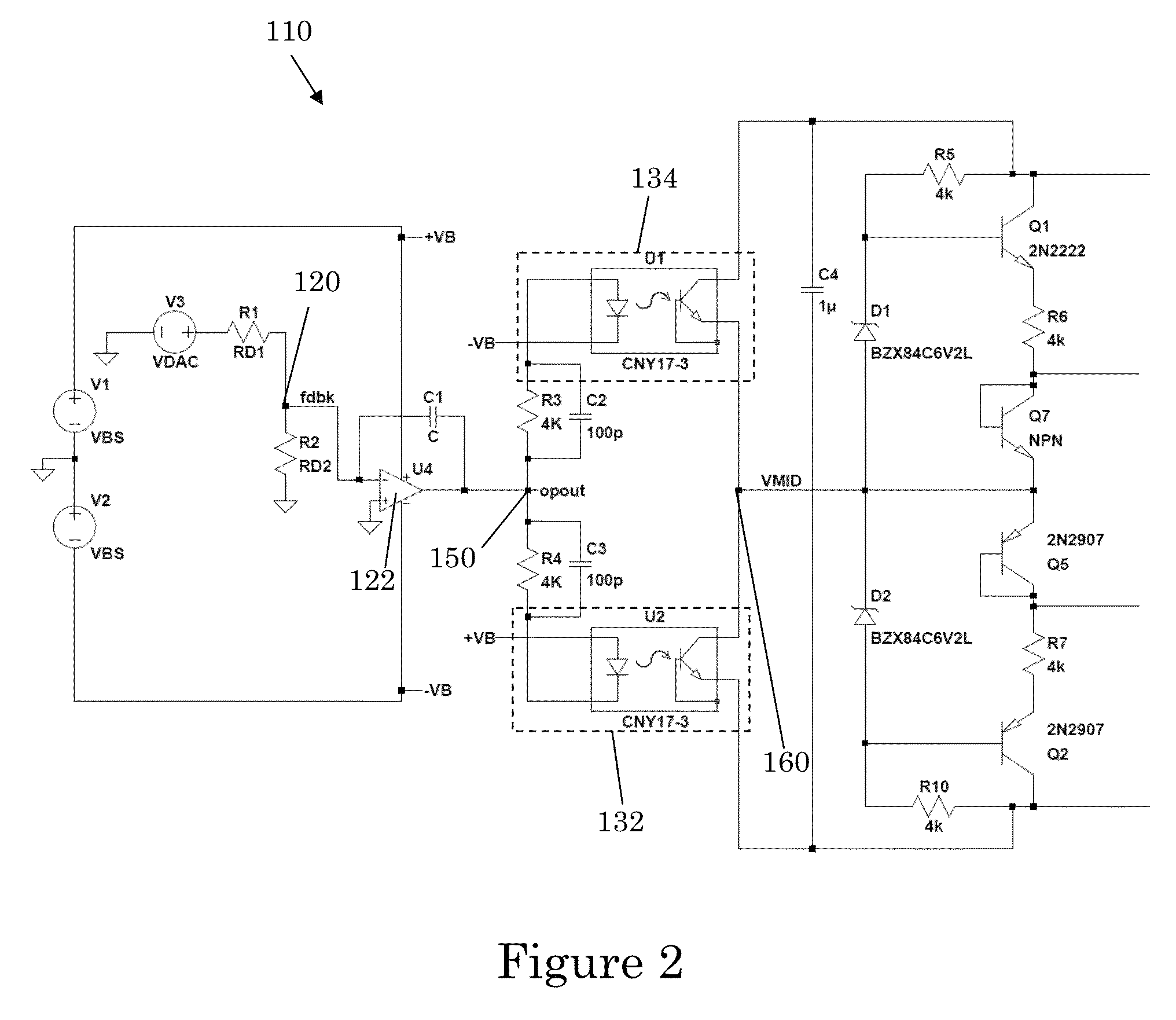 High gain, high voltage power amplifier