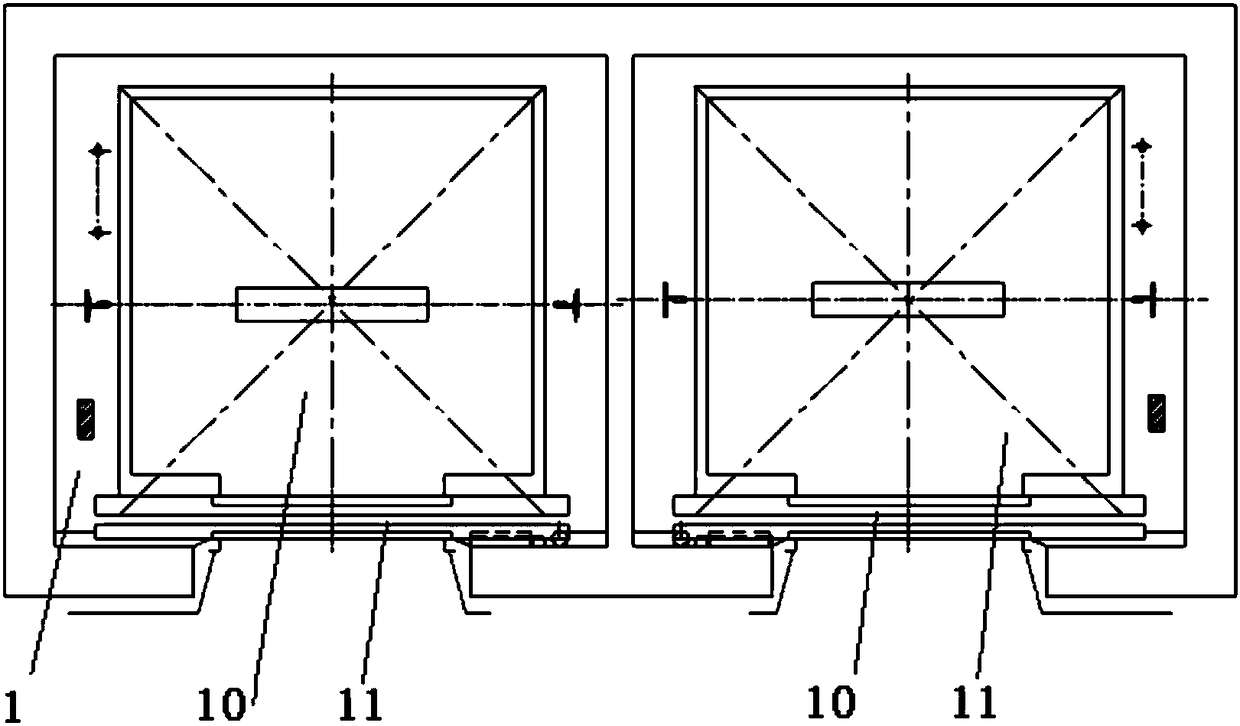 Double-linkage-car elevator system and failure rescue method for same