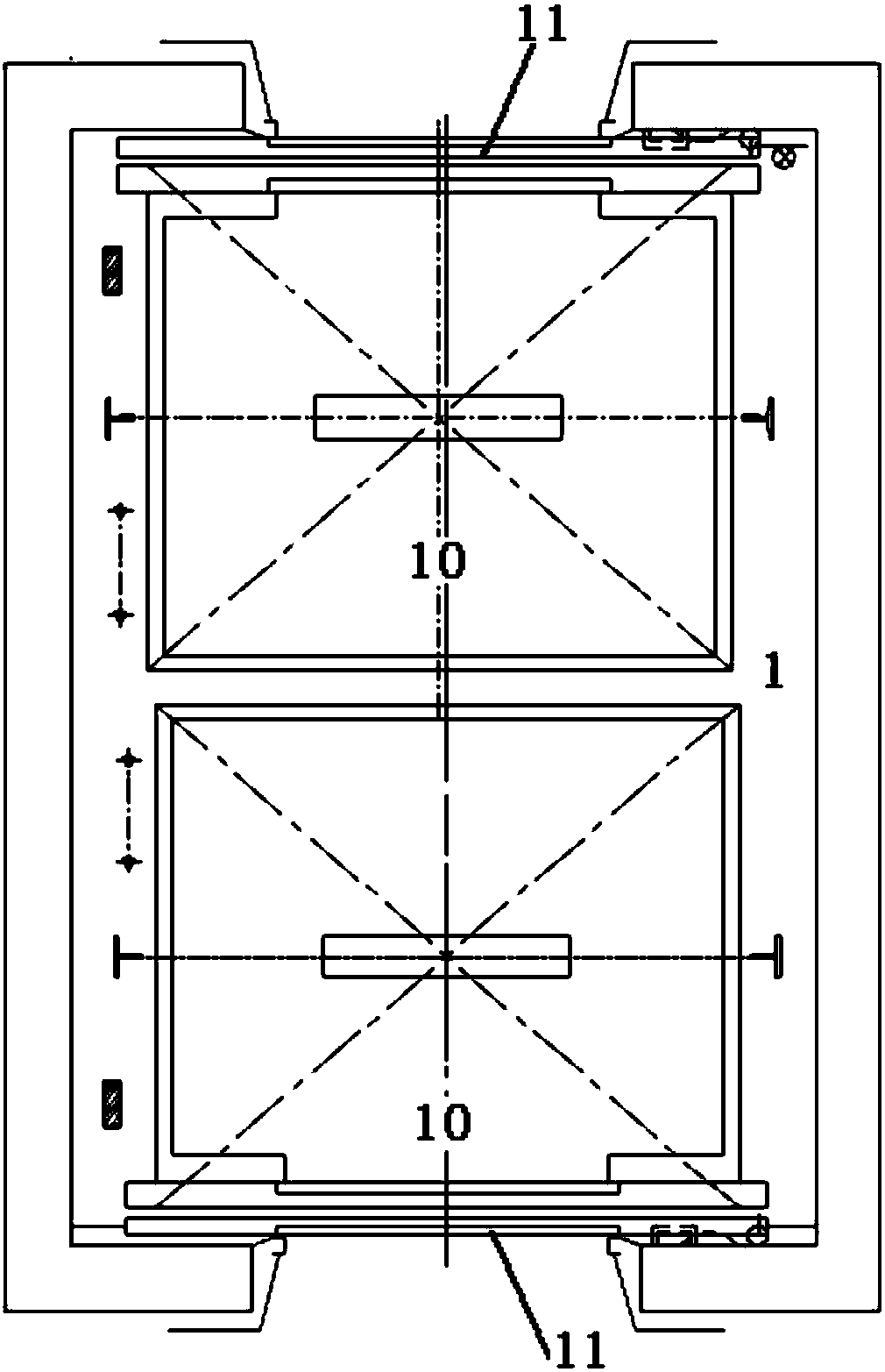 Double-linkage-car elevator system and failure rescue method for same