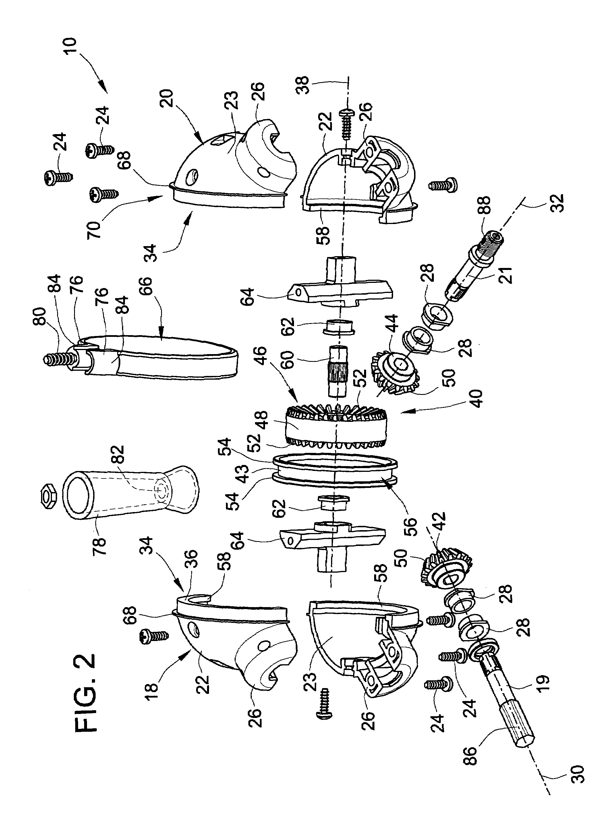 Adjustable angle drive for a rotary power tool