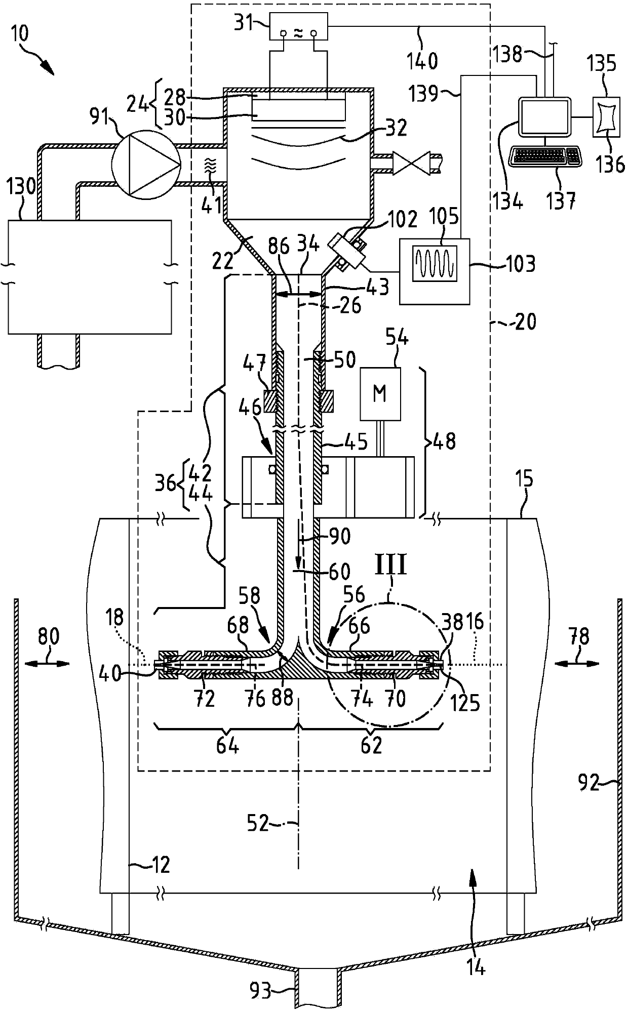 Device for generating a pulsating fluid jet subjected to pressure