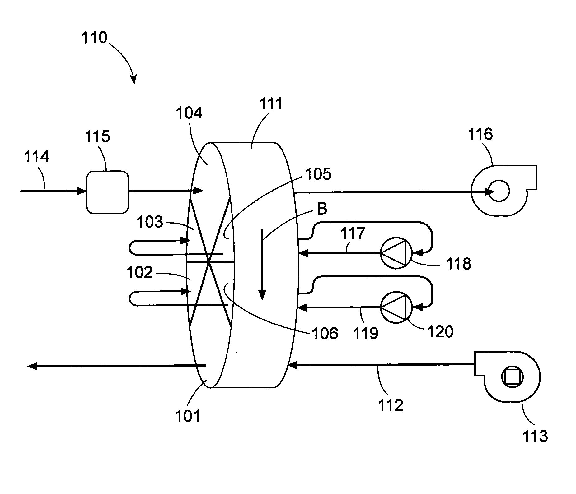 Rotary bed sorption system including at least one recycled isolation loop, and methods of designing and operating such a system