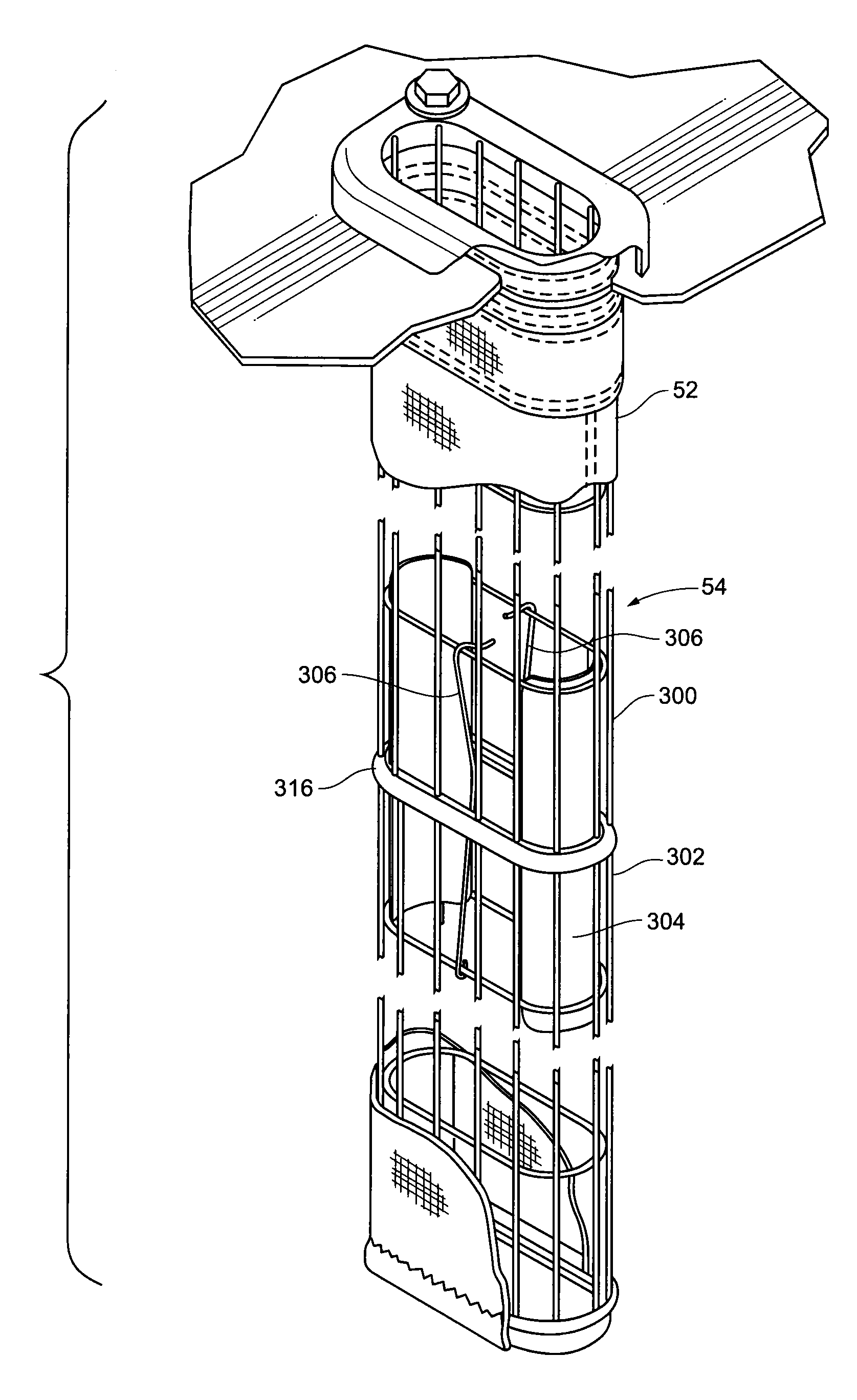 Wire filter cage locking mechanism