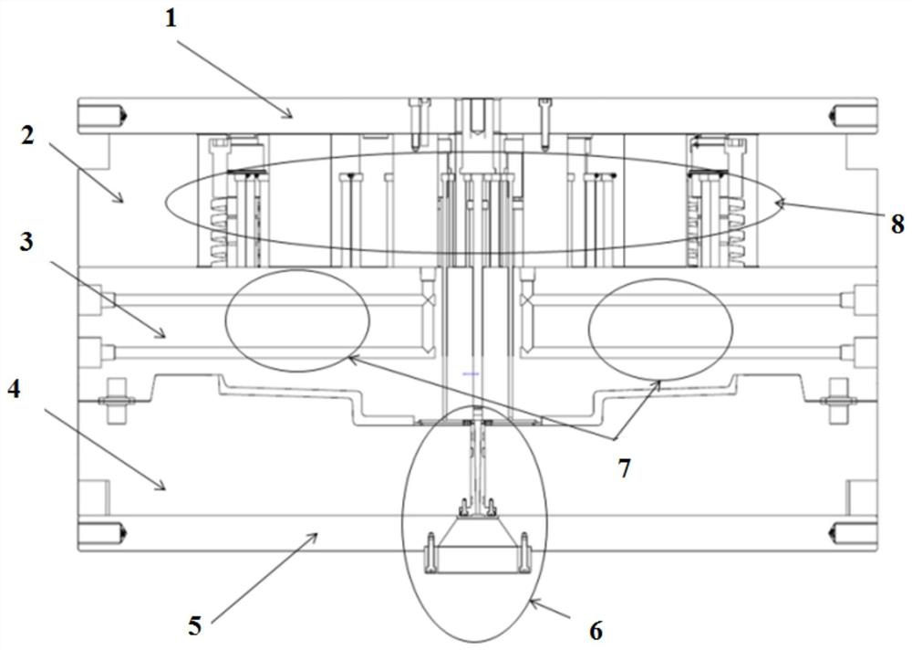 Injection molding process machining method for large composite material reinforced thin-wall support structure