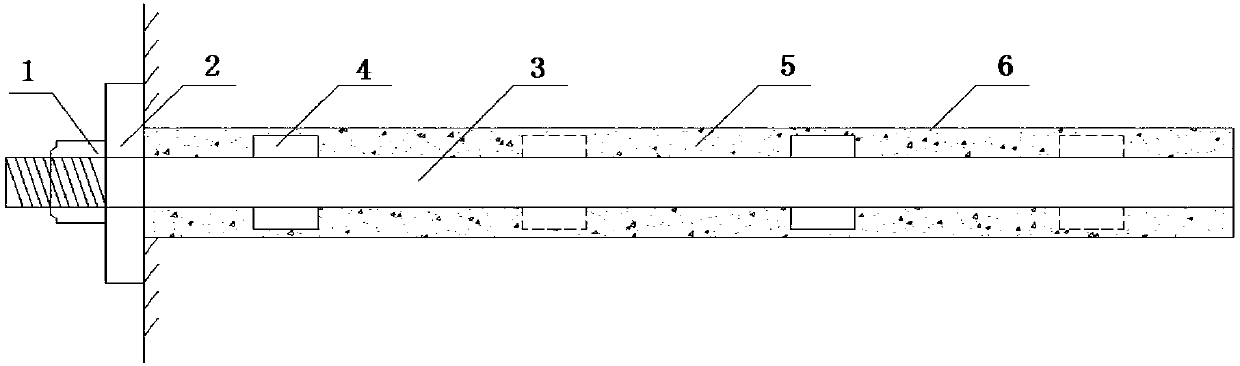 Wing type splitting energy absorption anchor rod and structure for preventing rockburst and large deformation