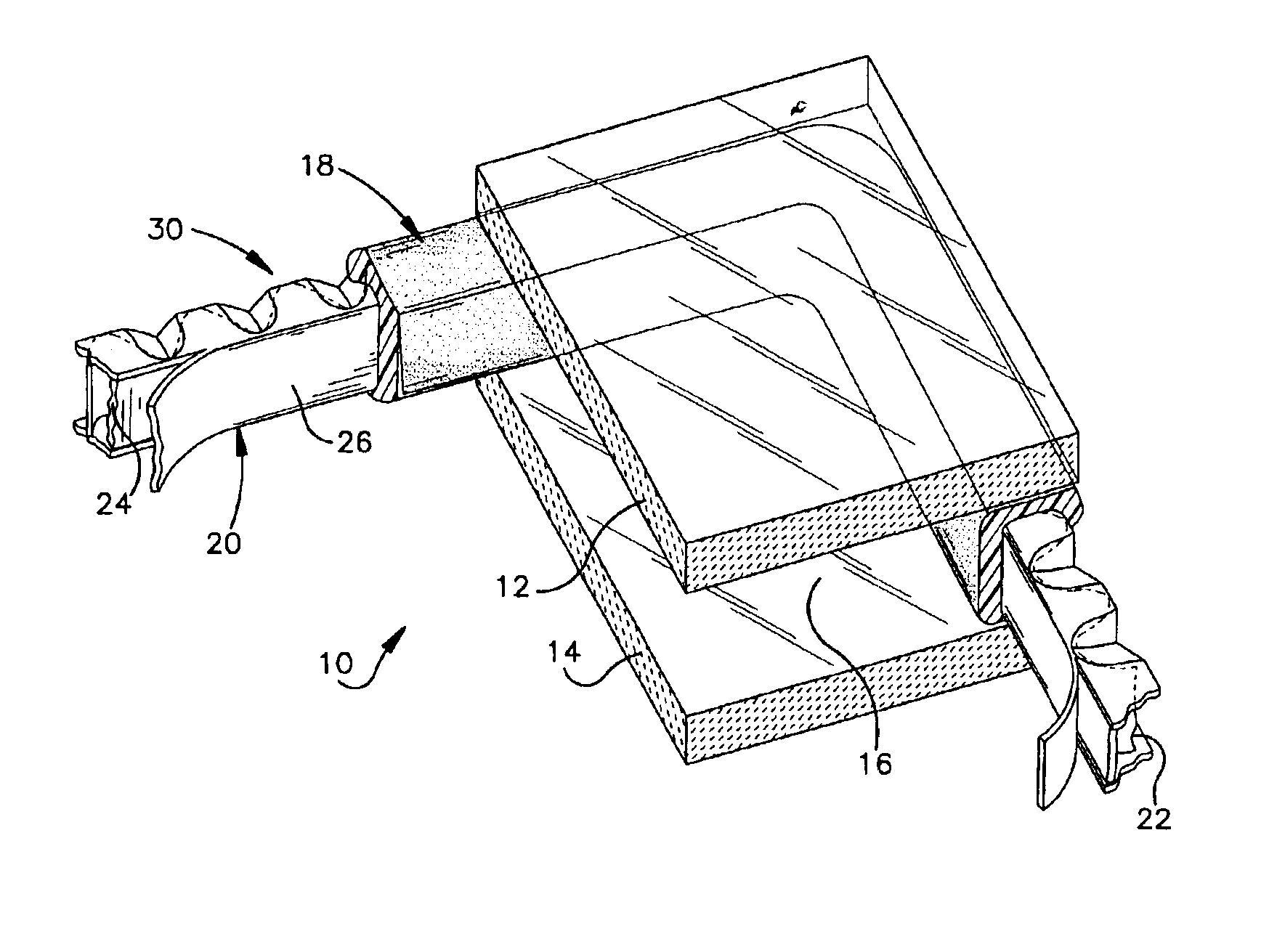 Continuous flexible spacer assembly having sealant support member