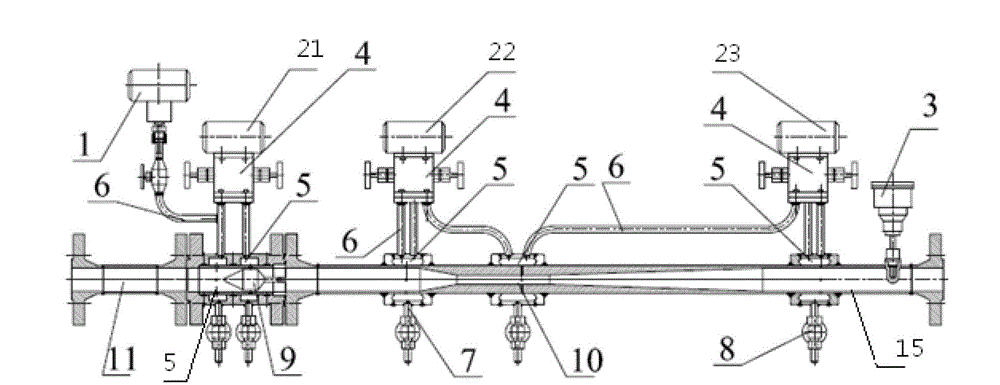 Double-throttling three-differential-pressure wet-gas two-phase flow measurement system