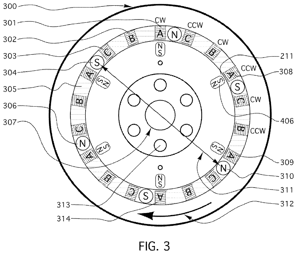 Electric, inductively-energized controllable-pitch propeller hub