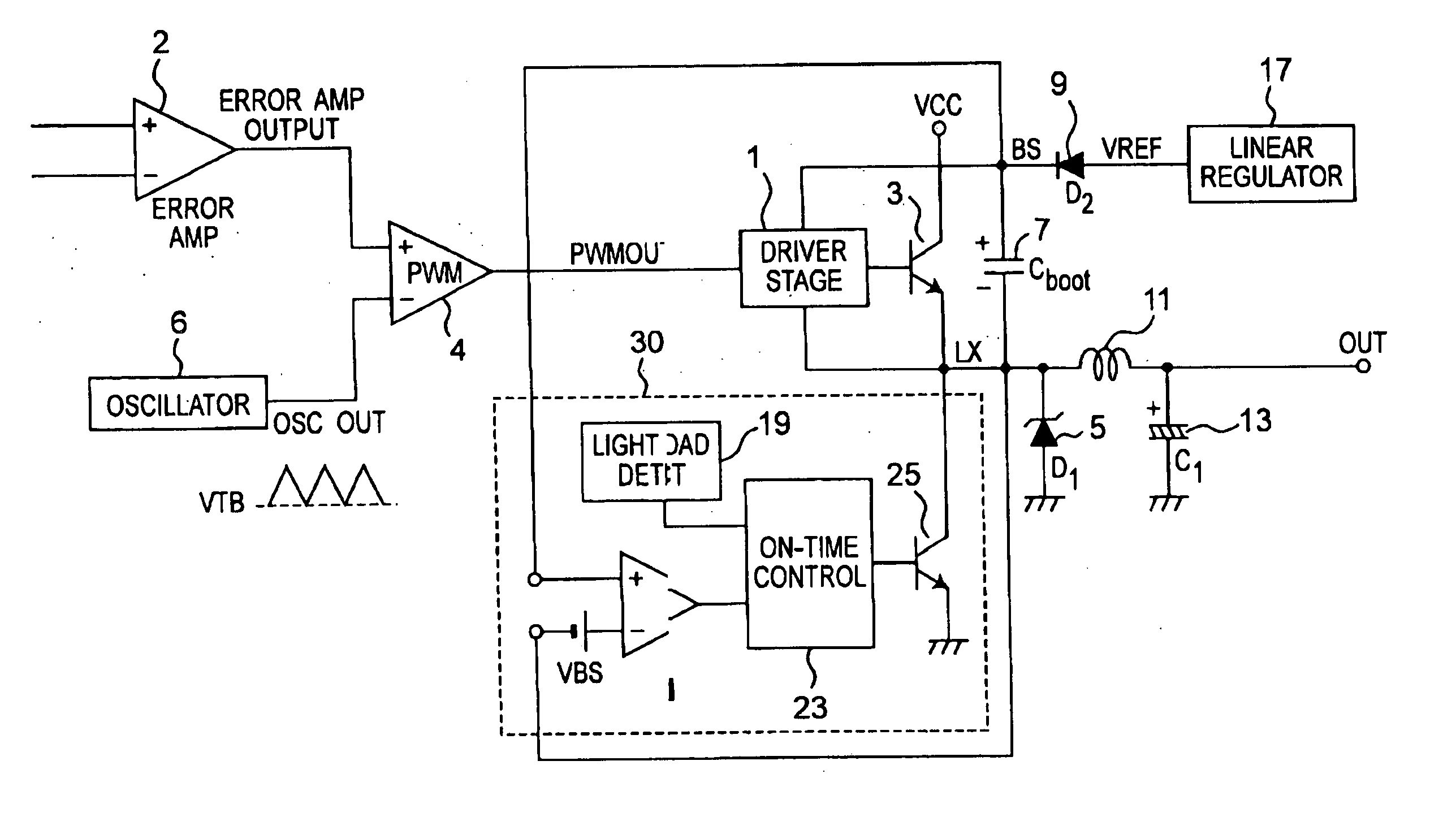 Method and apparatus for controlling the charge of a bootstrap capacitor for non-synchronous type DC-DC converter