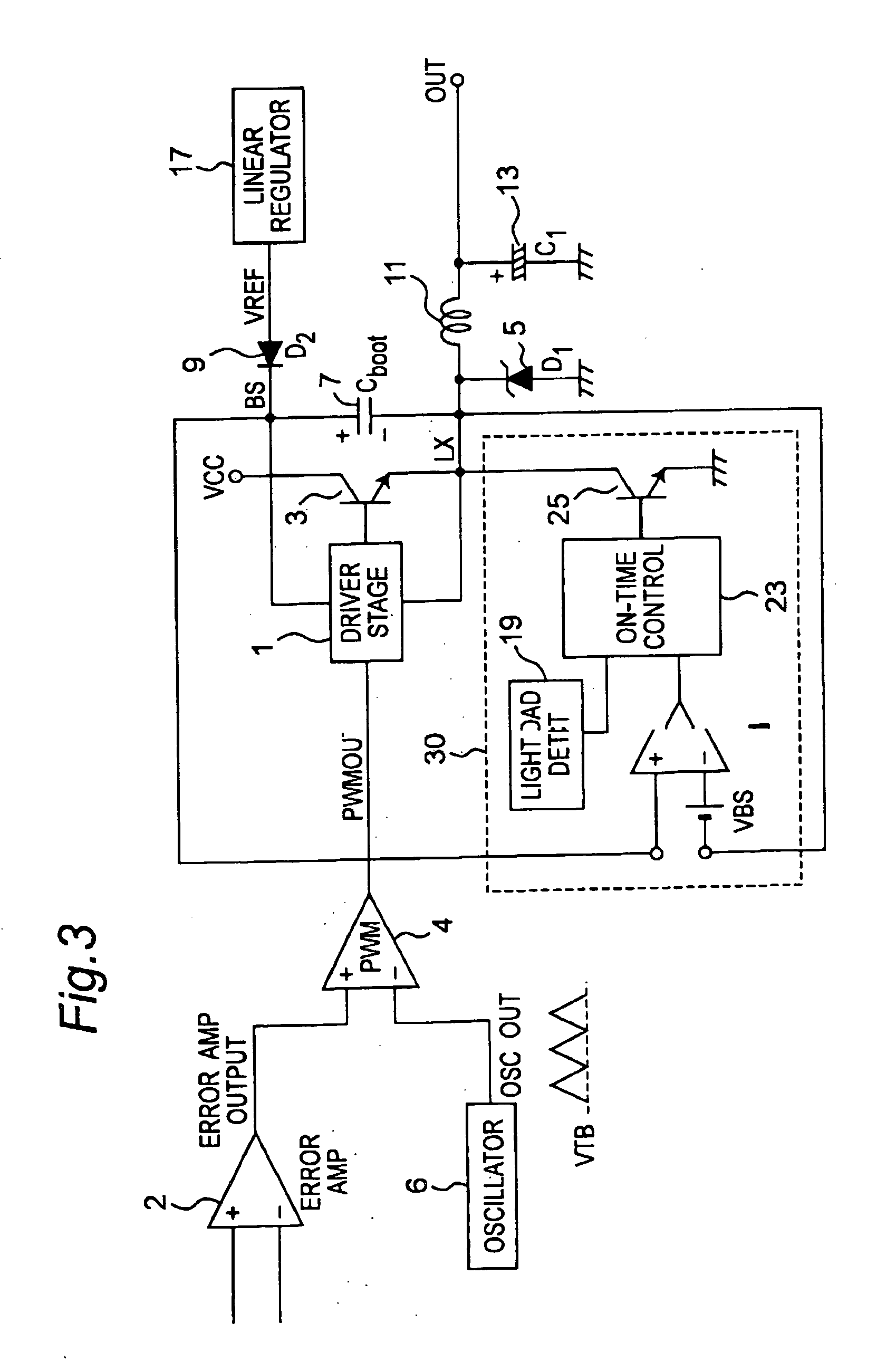 Method and apparatus for controlling the charge of a bootstrap capacitor for non-synchronous type DC-DC converter